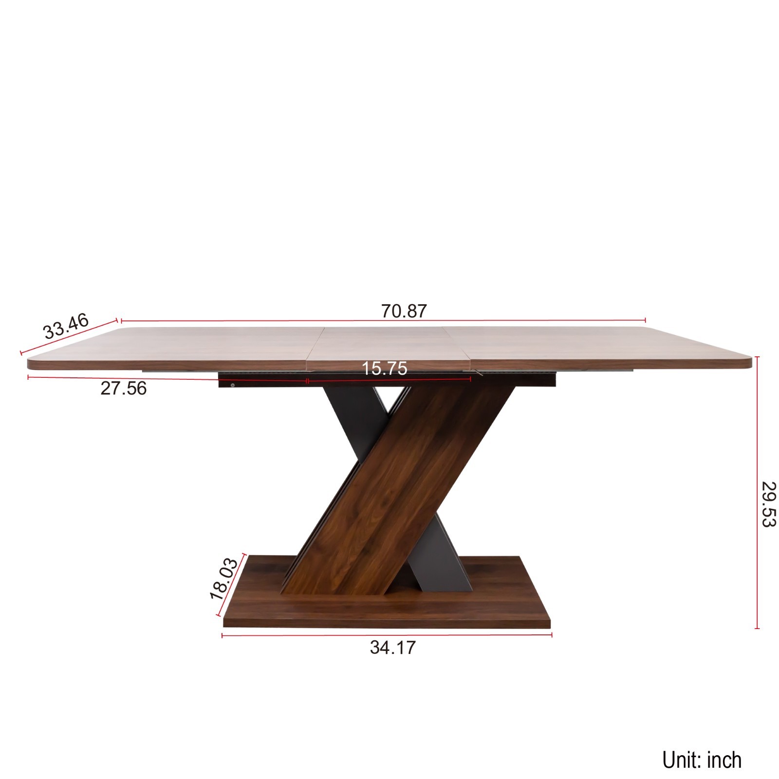 Multifunctional Extendable Console Table Walnut Easy Clean for Dining Room