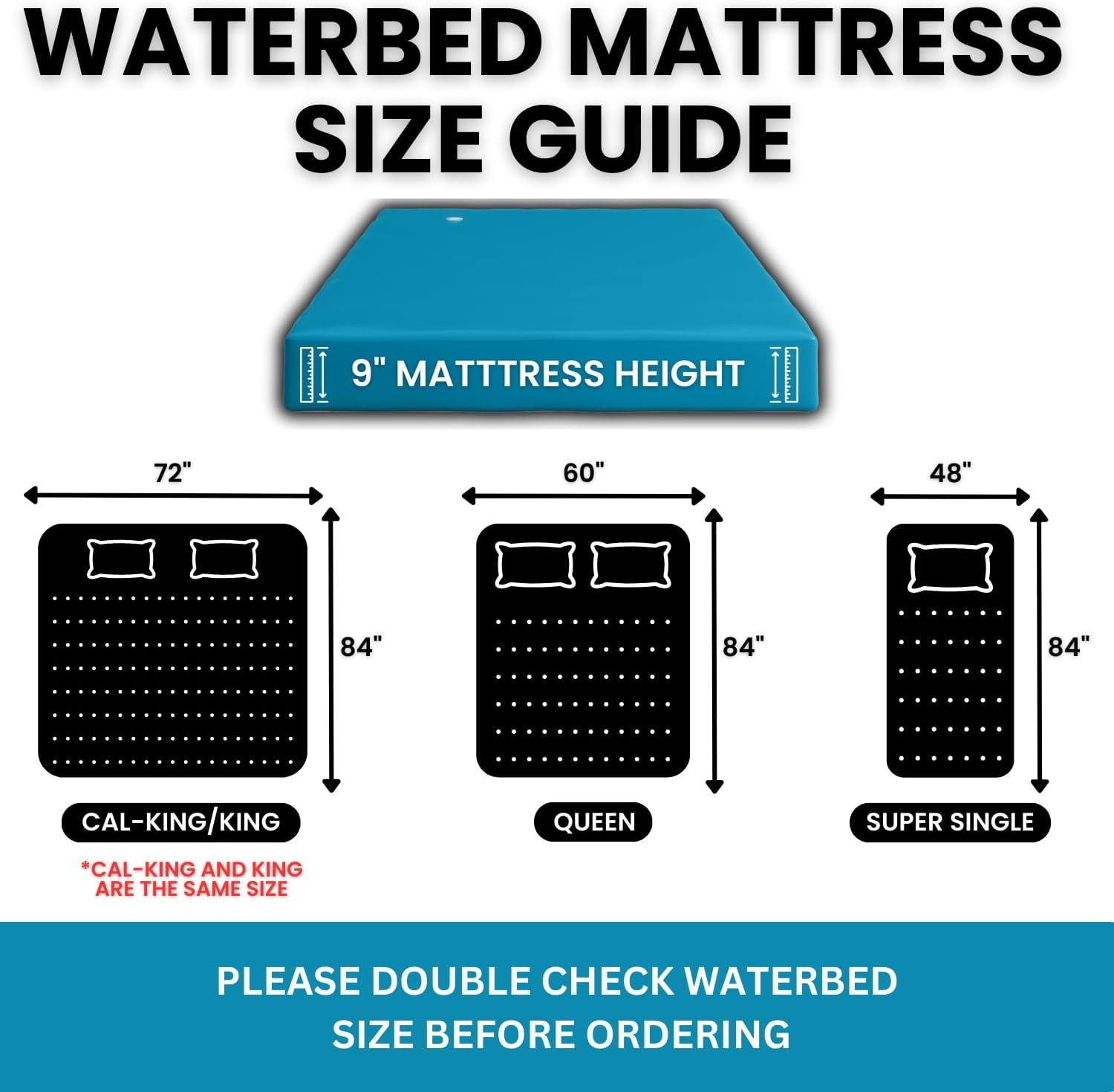 FREE-FLOW, Queen Size, Waterbed Hardside Mattress Bundle, Includes Fill & Drain