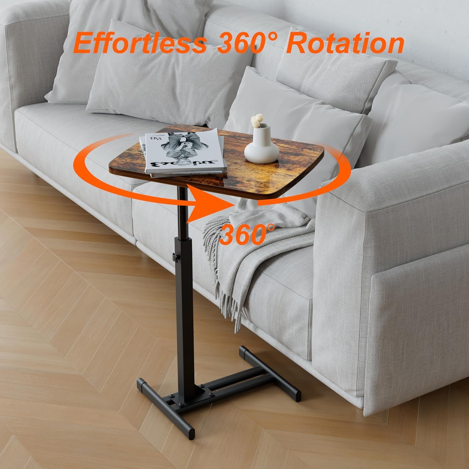 TV Tray Table for Small Spaces with 360° Swivel Tabletop & Height Adjustable,C S