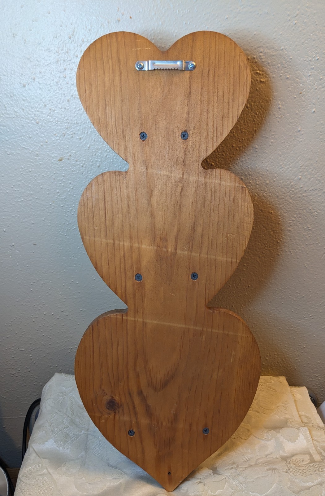 Triple Heart Vertical Shelf with Peg Wood Country Cottage Core 1980s