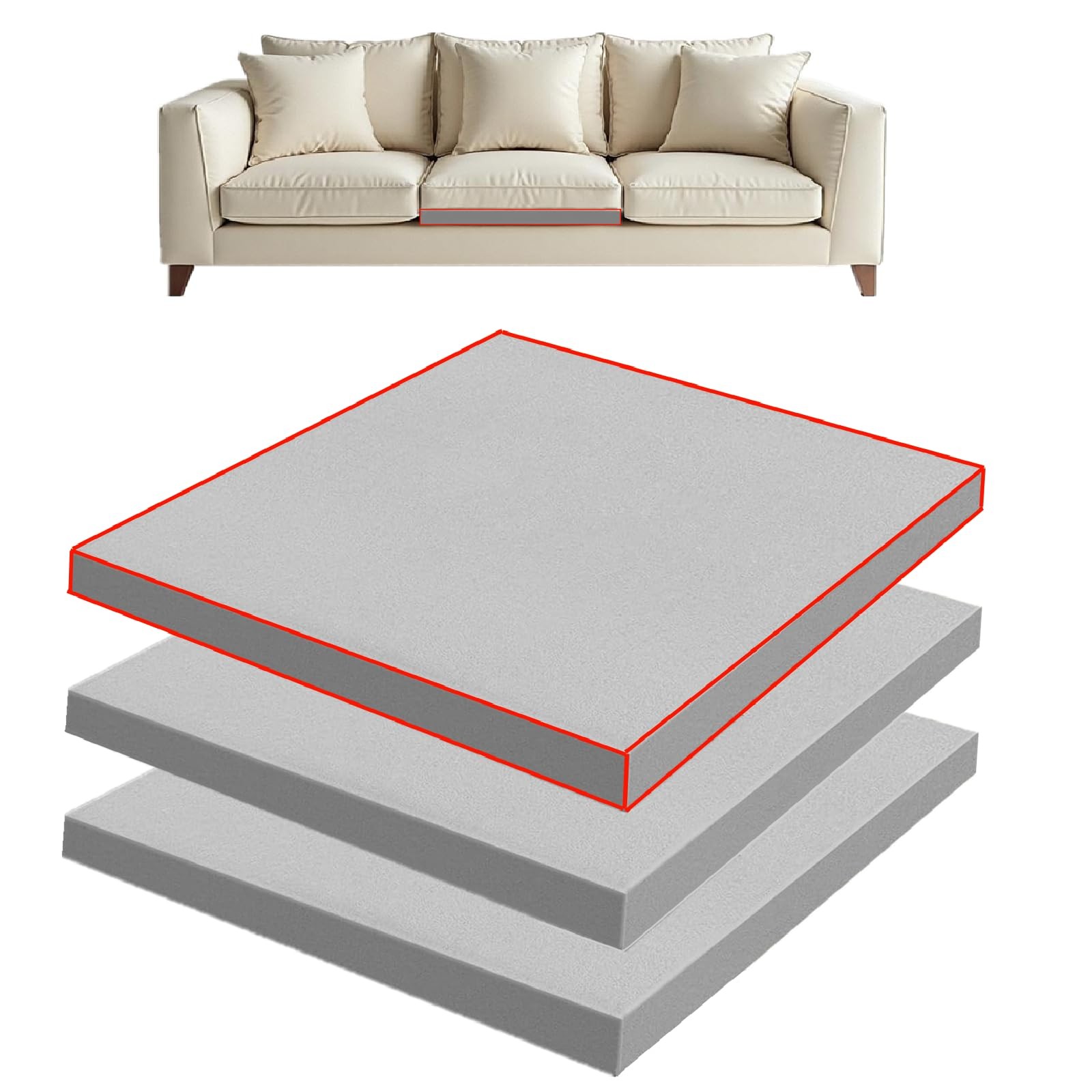 High Density Foam Couch Cushion Support For Sagging Seat Sag Repair 3 PCS