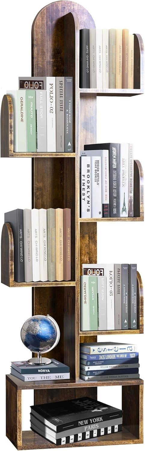 Cactus Tree Bookshelf, 5-Tier Wood 50″ CDs/Movies/Books, Small Space-