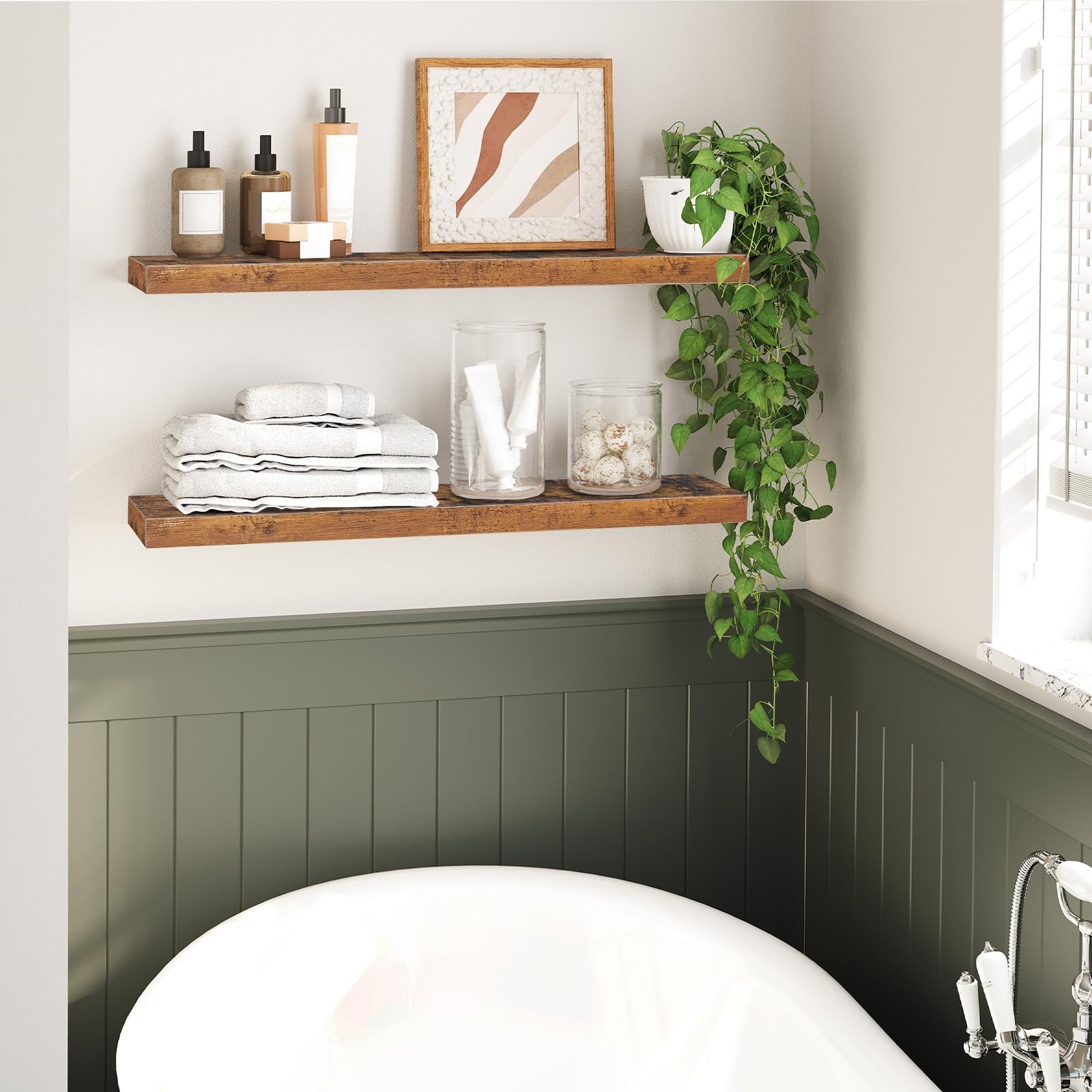 HOOBRO Floating Shelves for Wall, Wall Mounted Shelf Set of 2, 31.5 Hanging