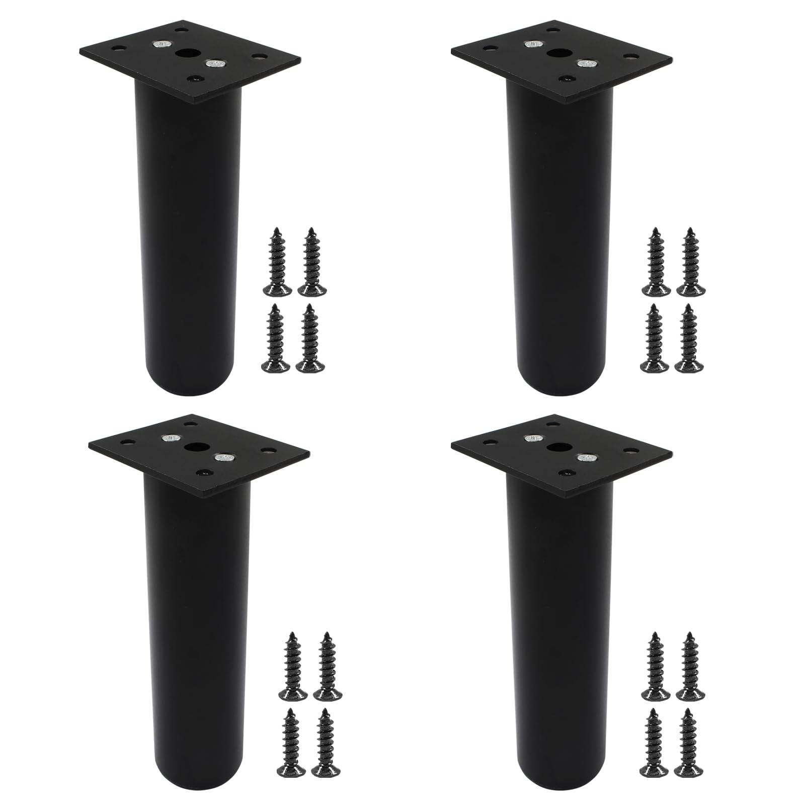 4 PCS Adjustable Furniture Legs 6 Inch Aluminum Alloy Round Cabinet Base Black
