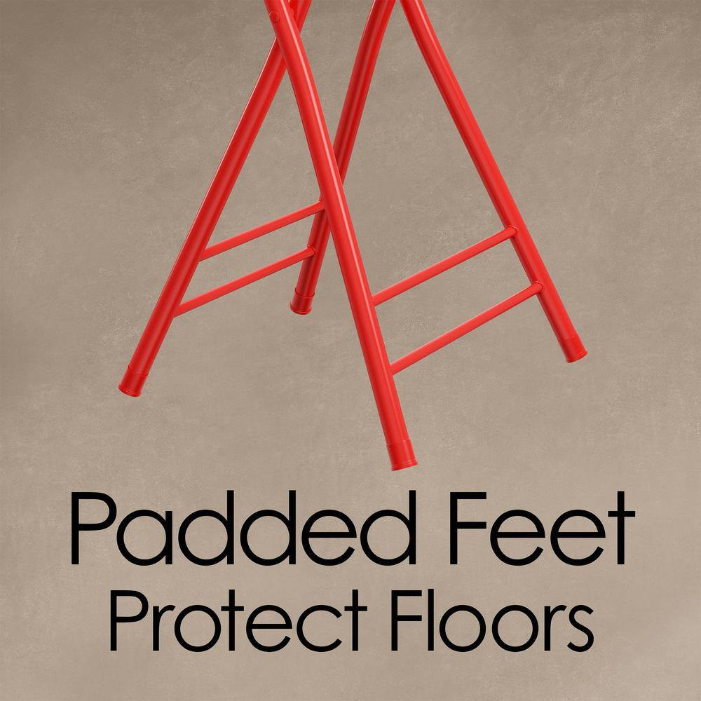 Backless 24 In. Portable Bar Stool with 225 Lb. Capacity, Red Folding Chair W/ V