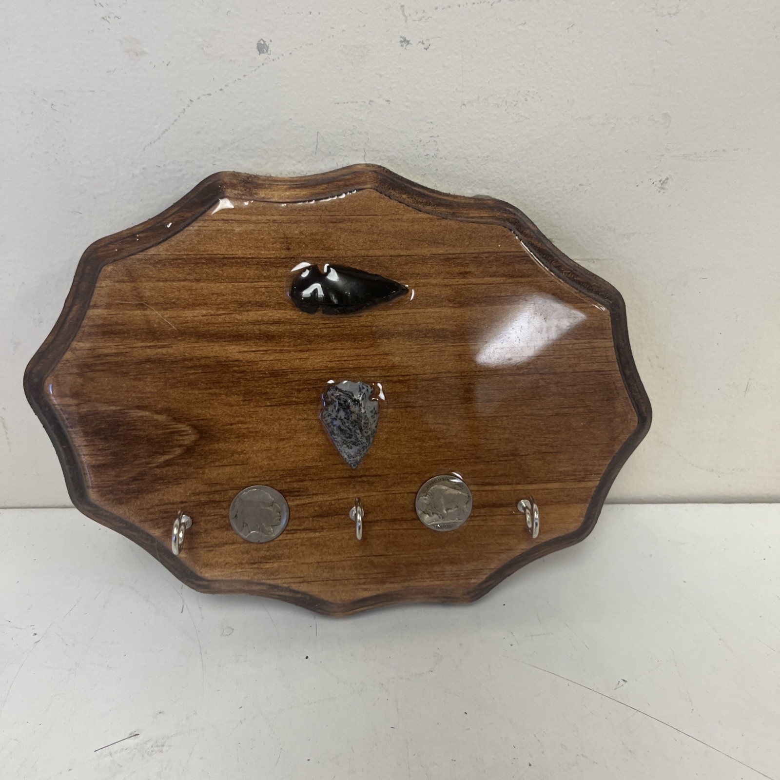 Handcrafted Wooden Jewelry/ Key Holder. High Gloss . Native American Signed !!!