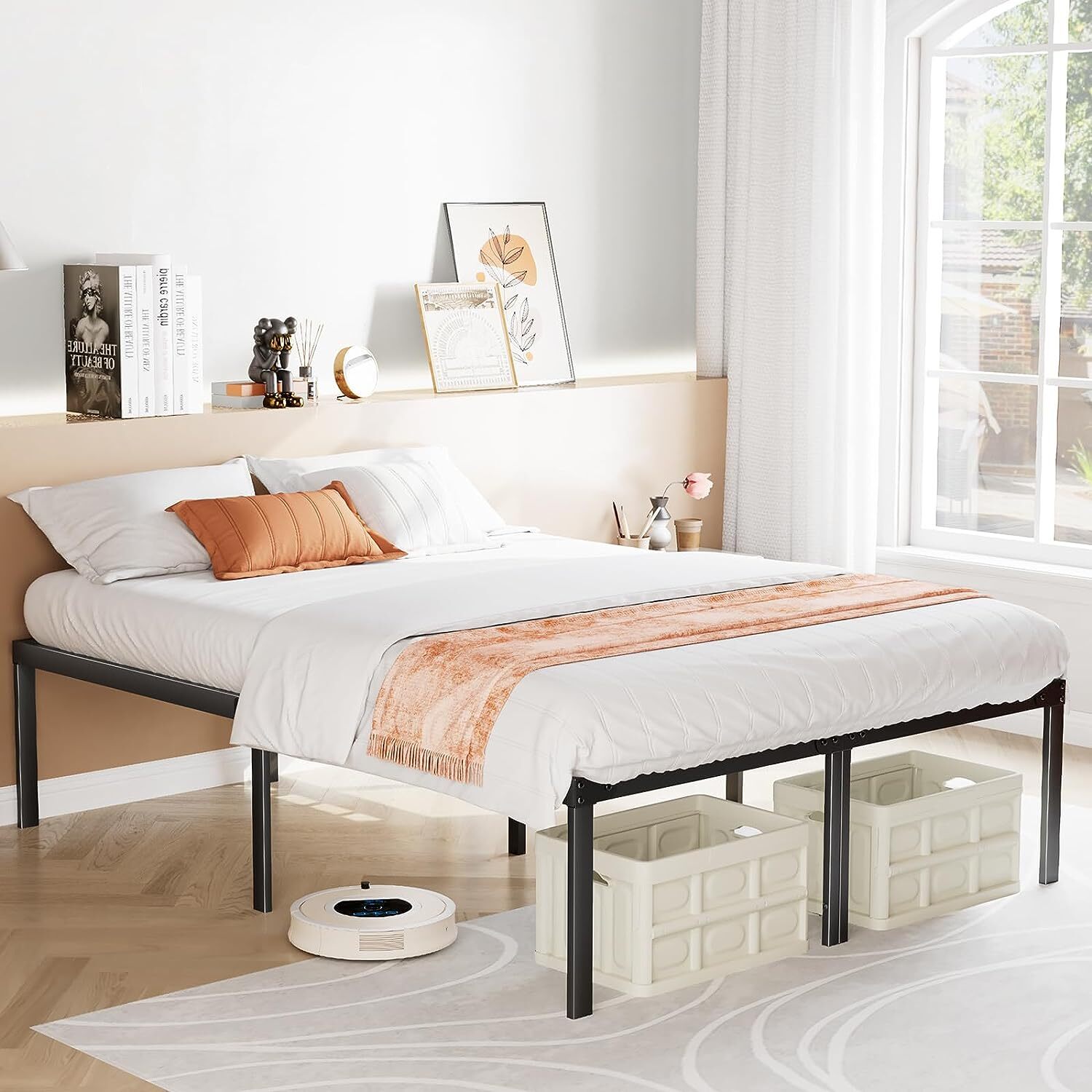 14 Inch Heavy Duty Metal Platform Bed Frame King Size Sturdy Steel Slat Support