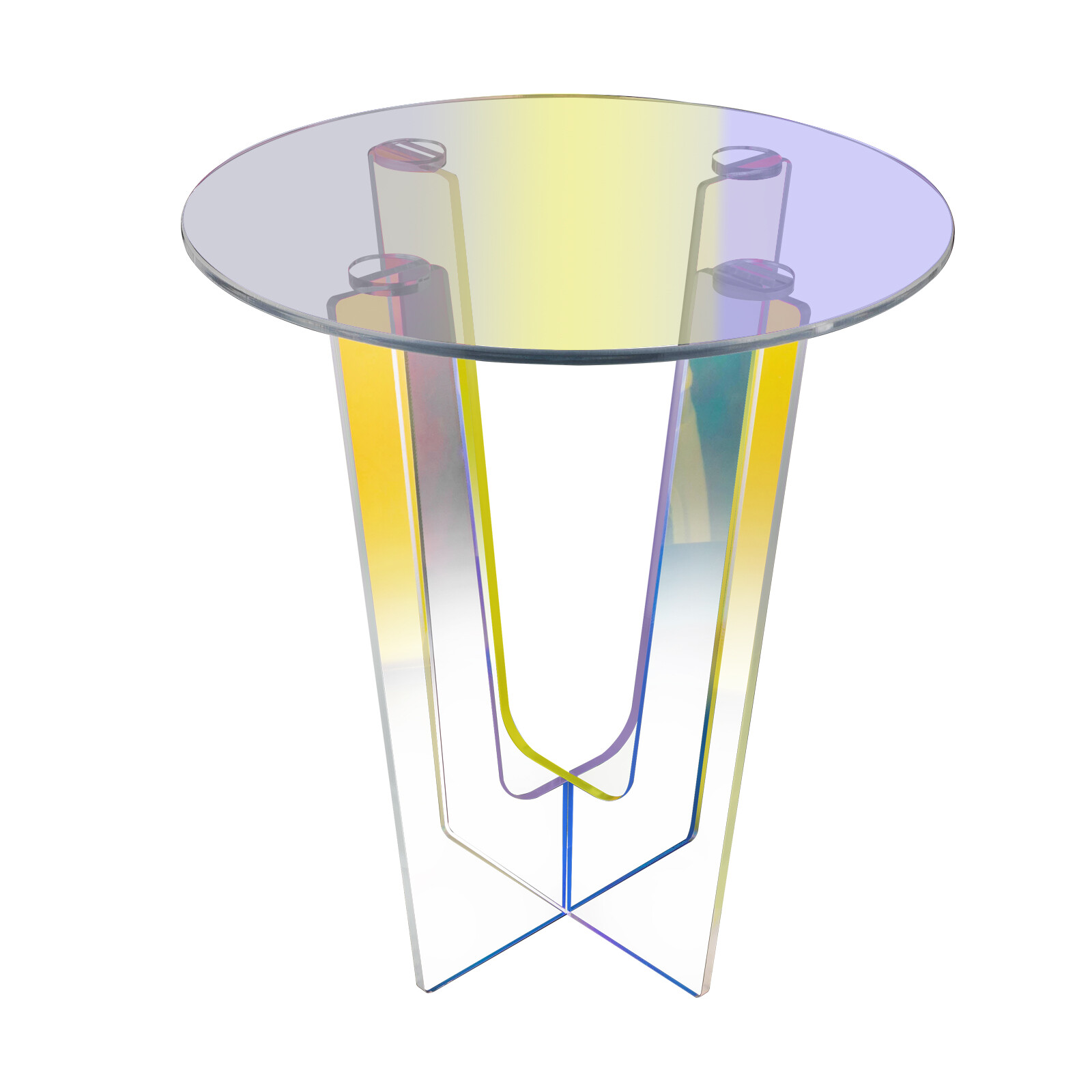 Iridescent Acrylic Round Coffee Table, Modern Rainbow End Table