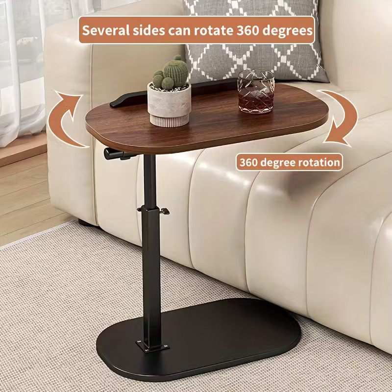 C-Shaped Laptop Sofa Table Adjustable 360 Rotating Tilt Top Walnut Brown Black