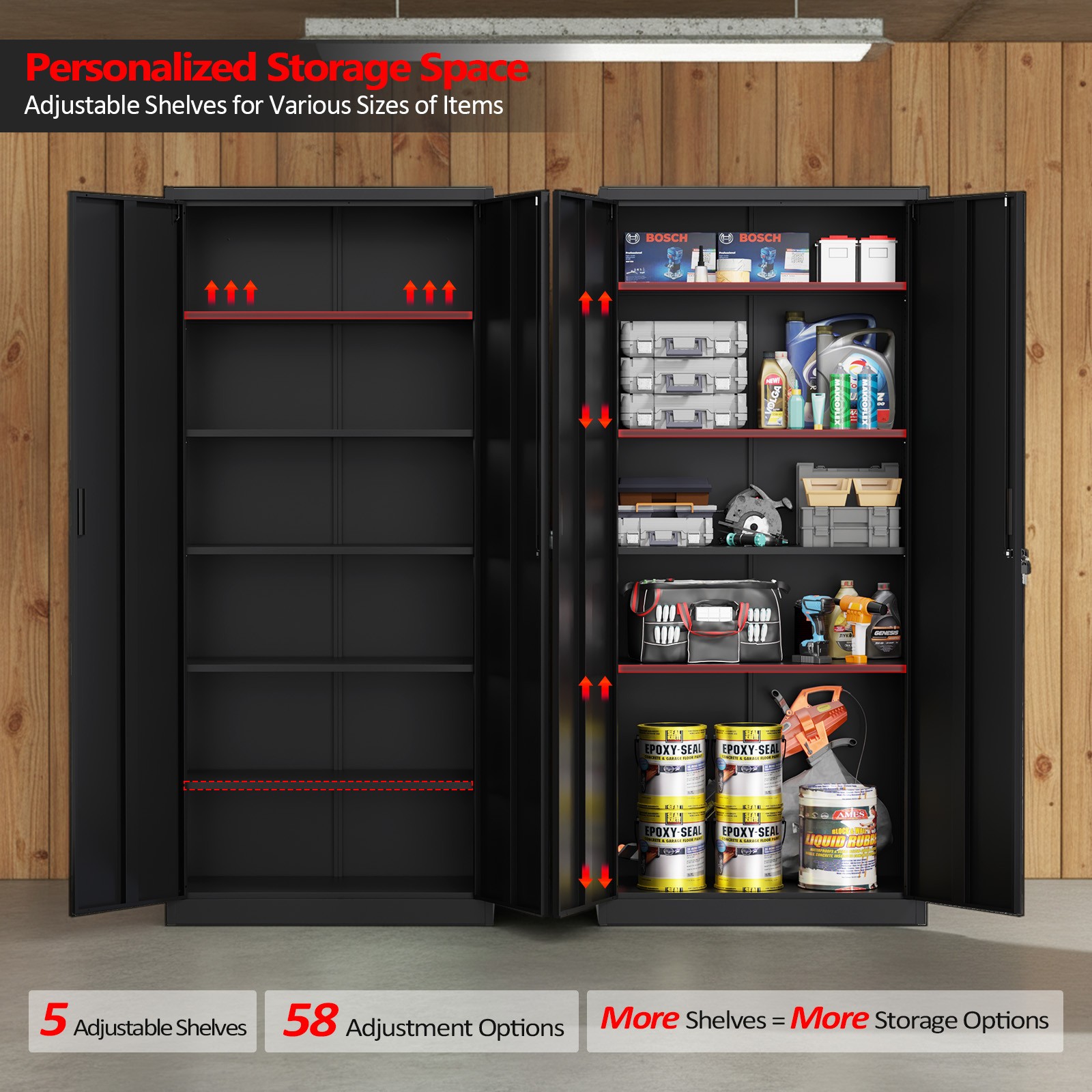 Multi-Purpose Rolling Storage Cabinet with Lock, Heavy-Duty Steel Construction
