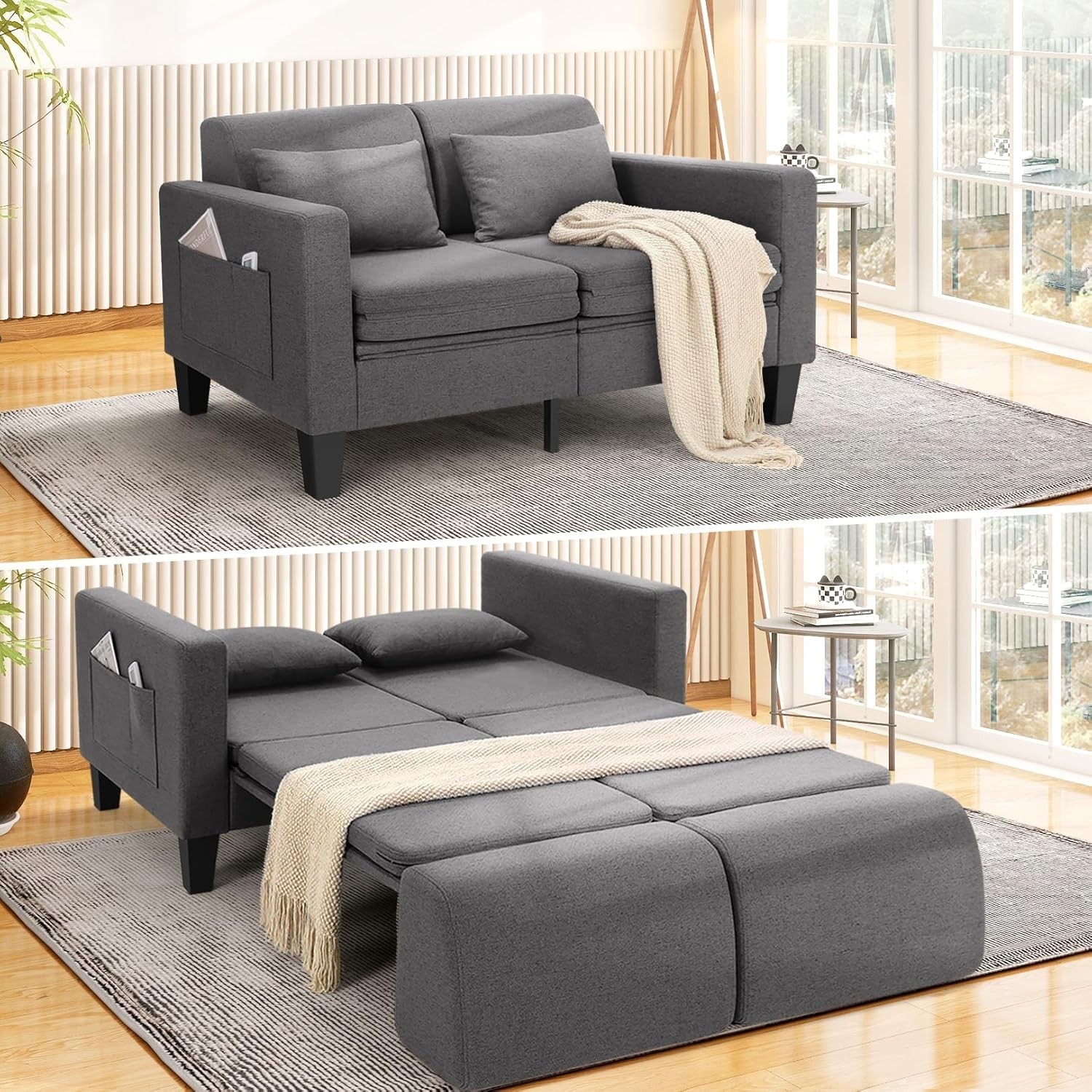 Loveseat Sofa Couch Sleeper Sofa Bed Ideal Christmas Home Gift 58/74” Loveseat