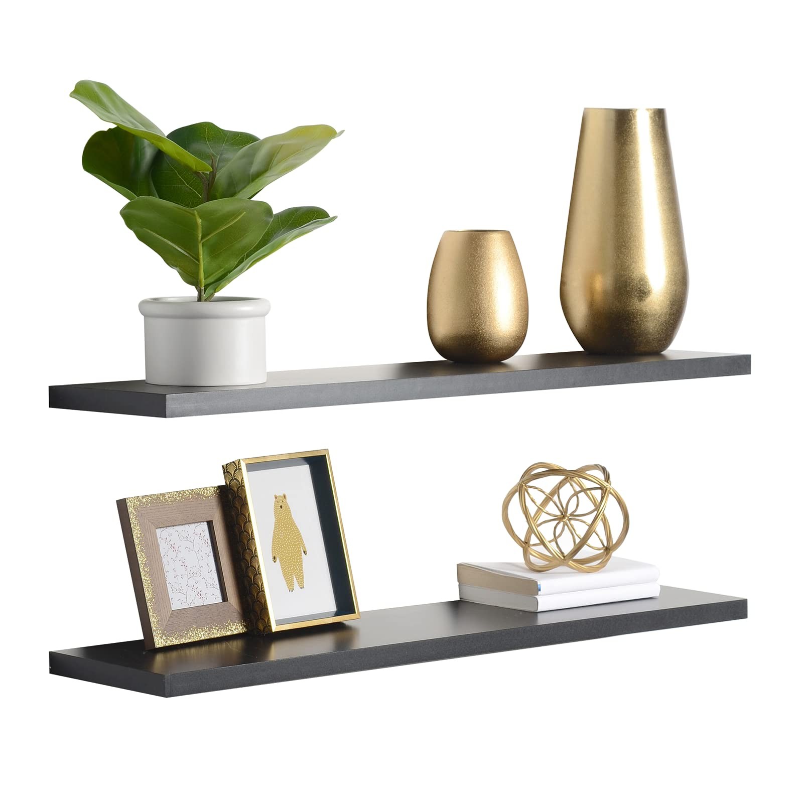BLACK – DELTA 2 PACK FLOATING SHELVES 36″ X 8″ X 1″ REFORESTED NATURAL WOOD