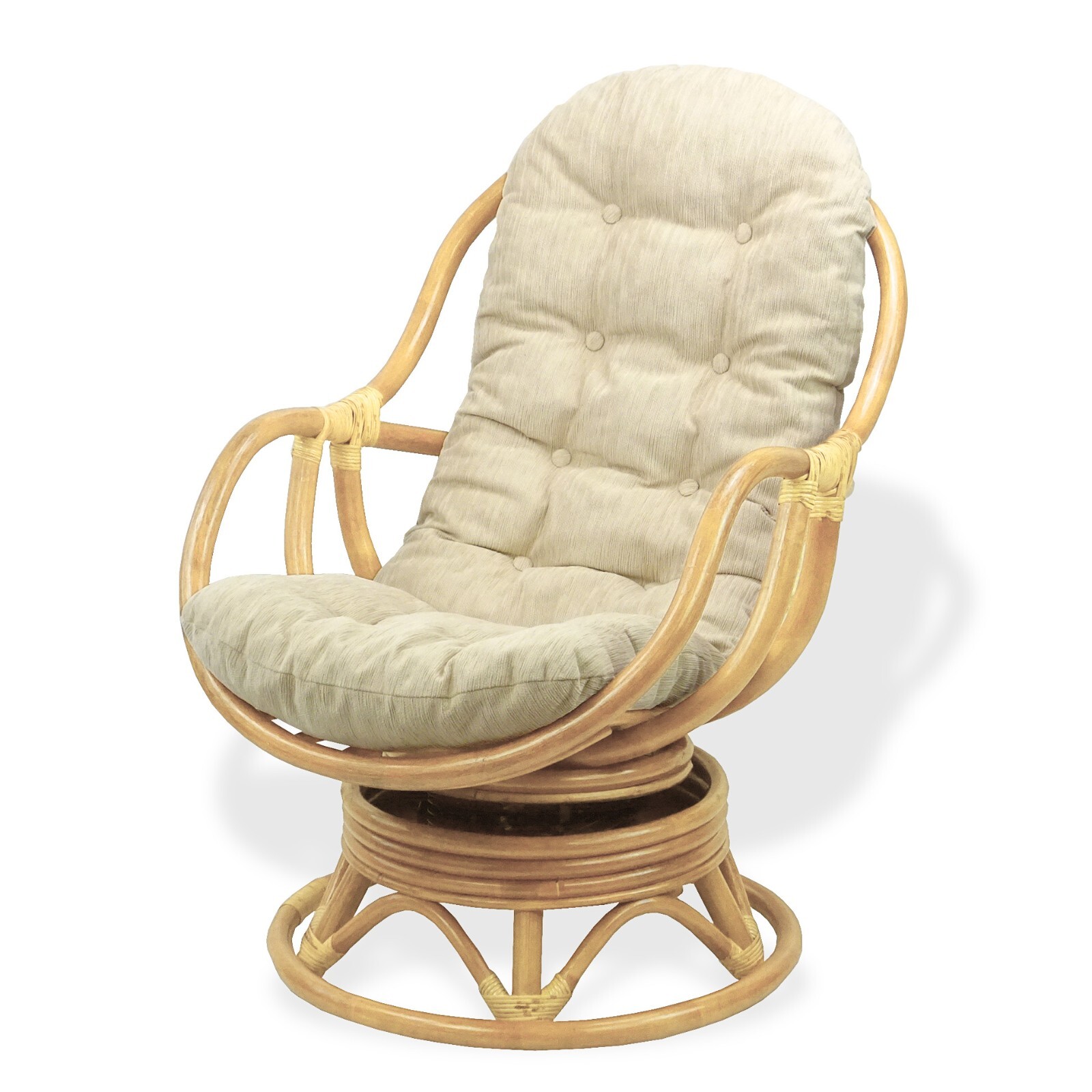 Bali Lounge Swivel Rocking Chair Rattan Wicker Handmade, Natural Color