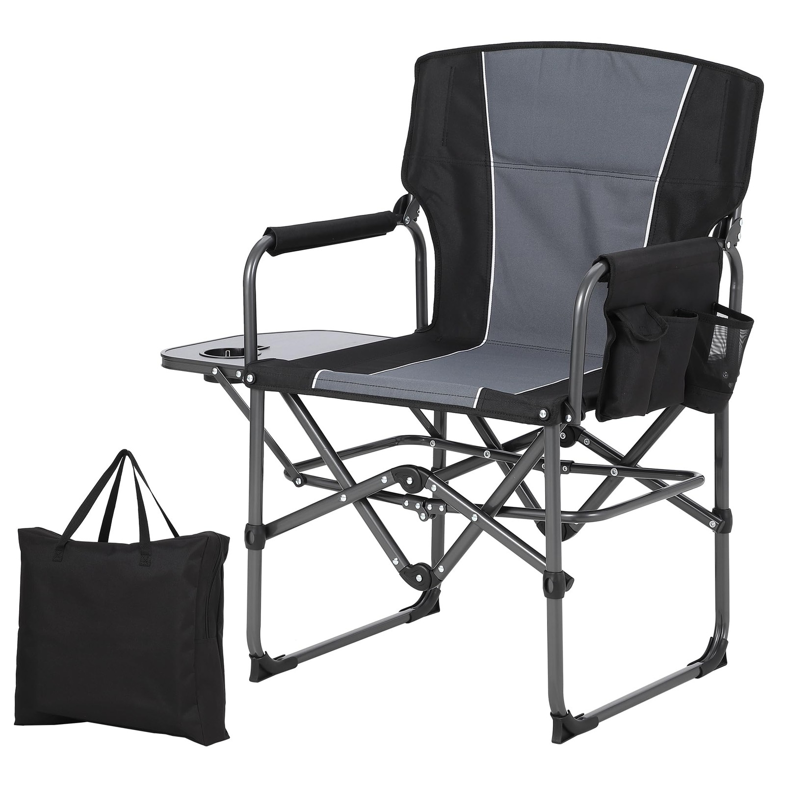 Folding Directors Chair ,Portable Camping Chair Outdoor Seat with Side Pocket