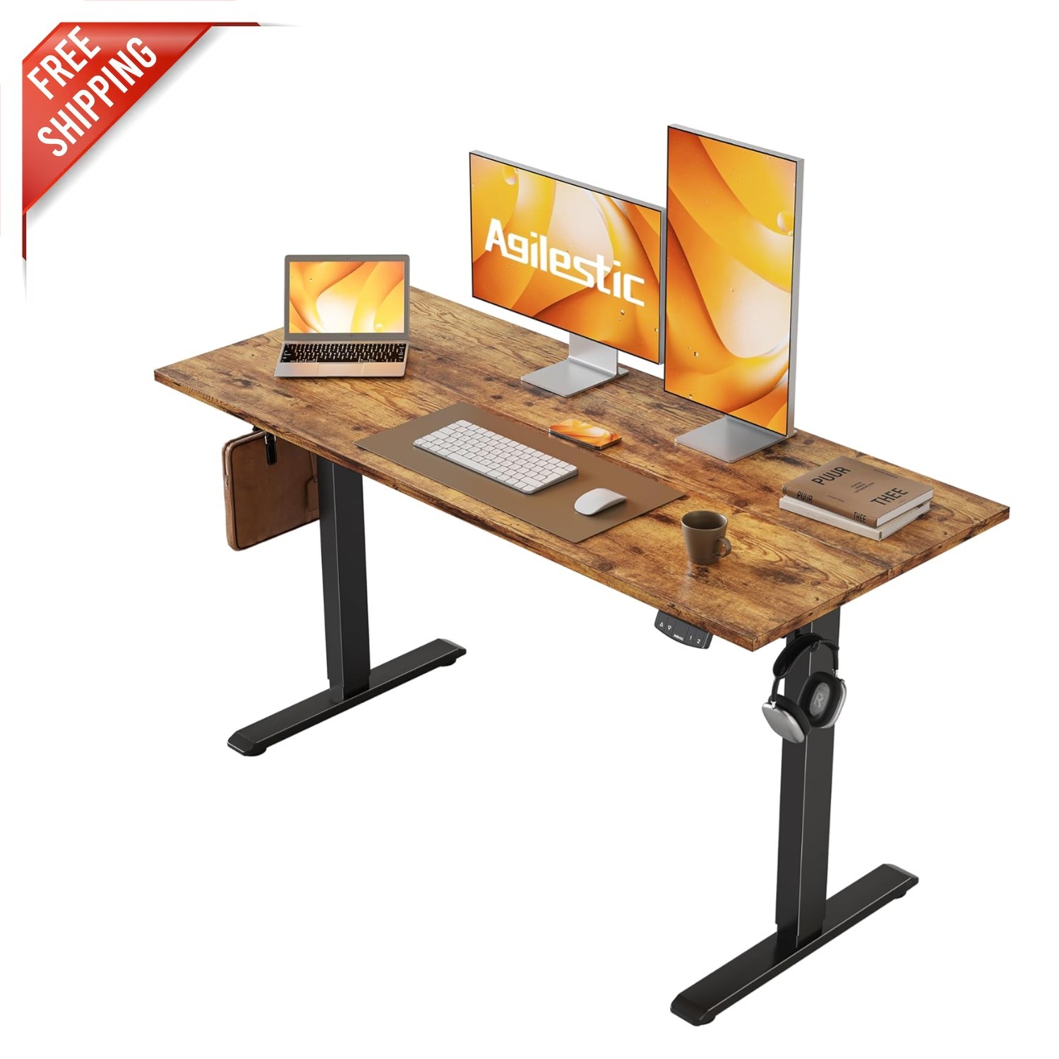 Electric Standing Desk 48×24 Inches, Adjustable Height with Anti-Collision Tech