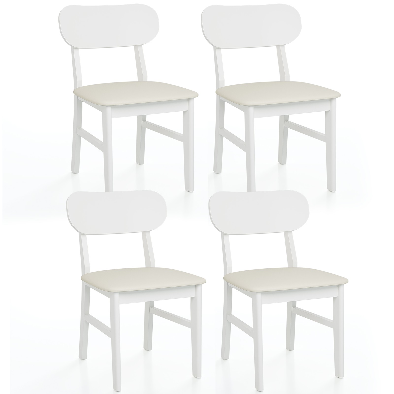 Modern Faux Leather Dining Chairs Set of 2, White, 350 lbs Capacity