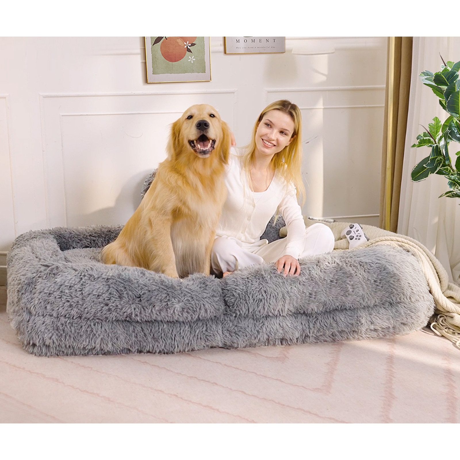 Adjustable Floor Sofa Bed, 5-Position Backrest, Light Gray, 69″ L x 35″ W