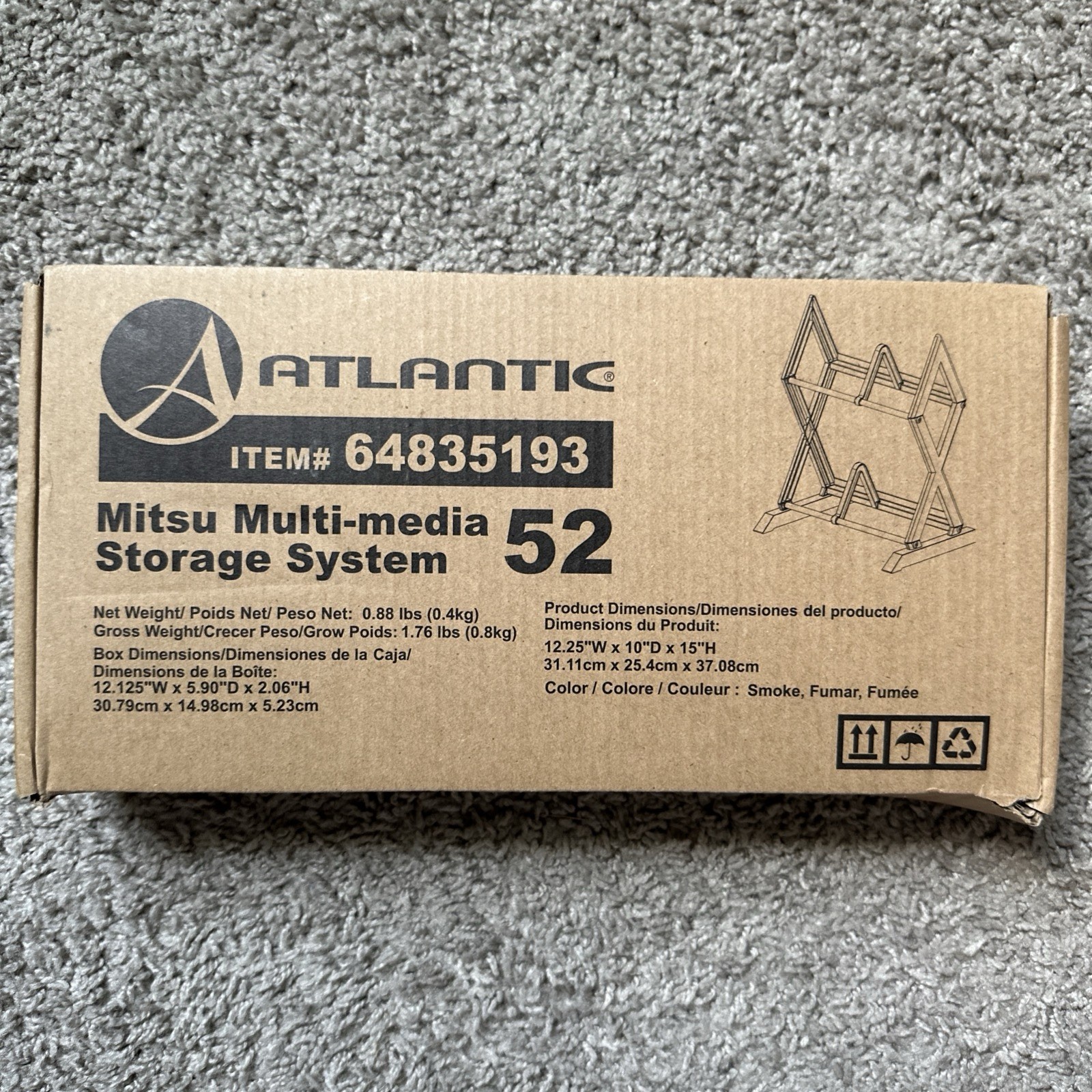 Atlantic Mitsu Media Storage Rack 52 CD – 36 DVD Blu Ray Games PS4 New #64835193