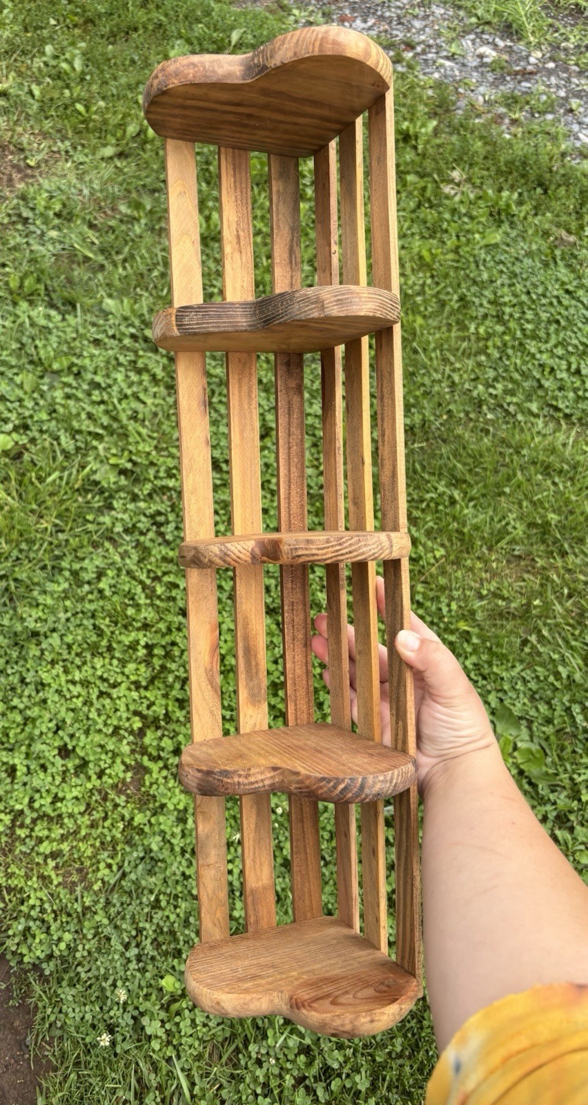 Vintage Wood Corner Wall Shelf Heart Shaped Shelves 23″ Cottagecore