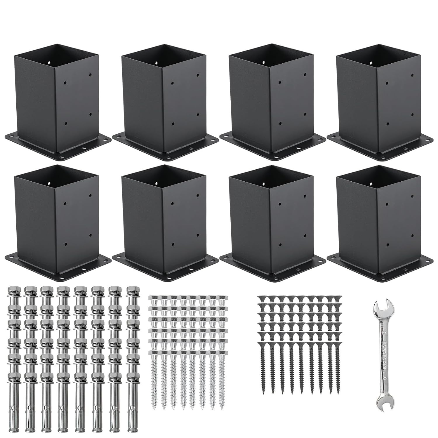 Heavy Duty Deck Post Base – Black Powder Coated – 8 Pcs