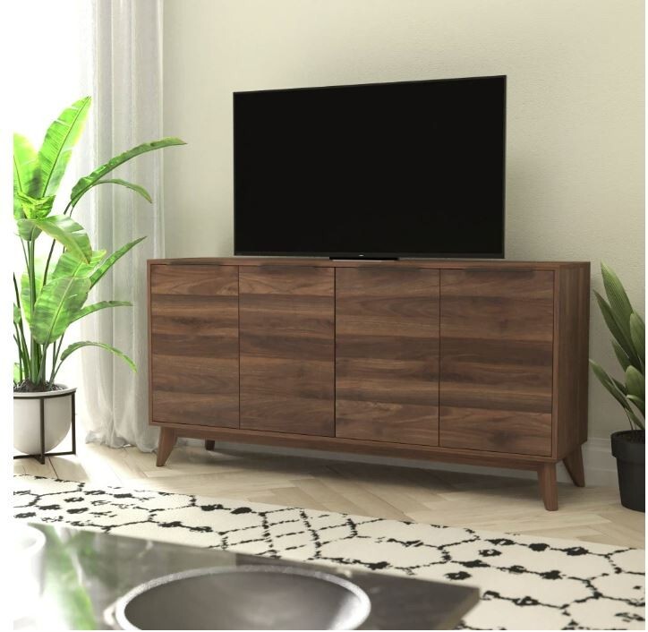 Brown Storage Cabinet Bookshelf TV Stand Display Multi Purpose Buffet Adjustable