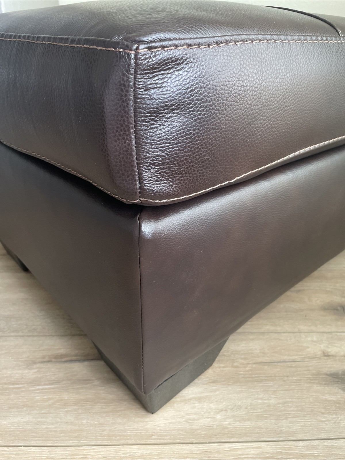 Wanek Leather Rectangular Ottoman Chocolate Brown Large 34”L x 23”W x 17”H , VGC