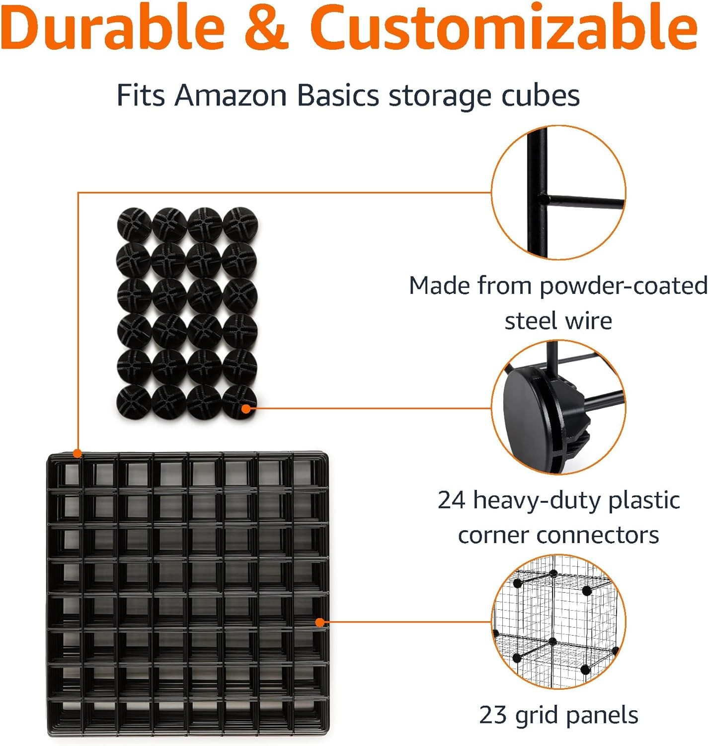 6-Cube Wire Grid Stackable Storage Organizer Metal Shelving Unit No-Tool