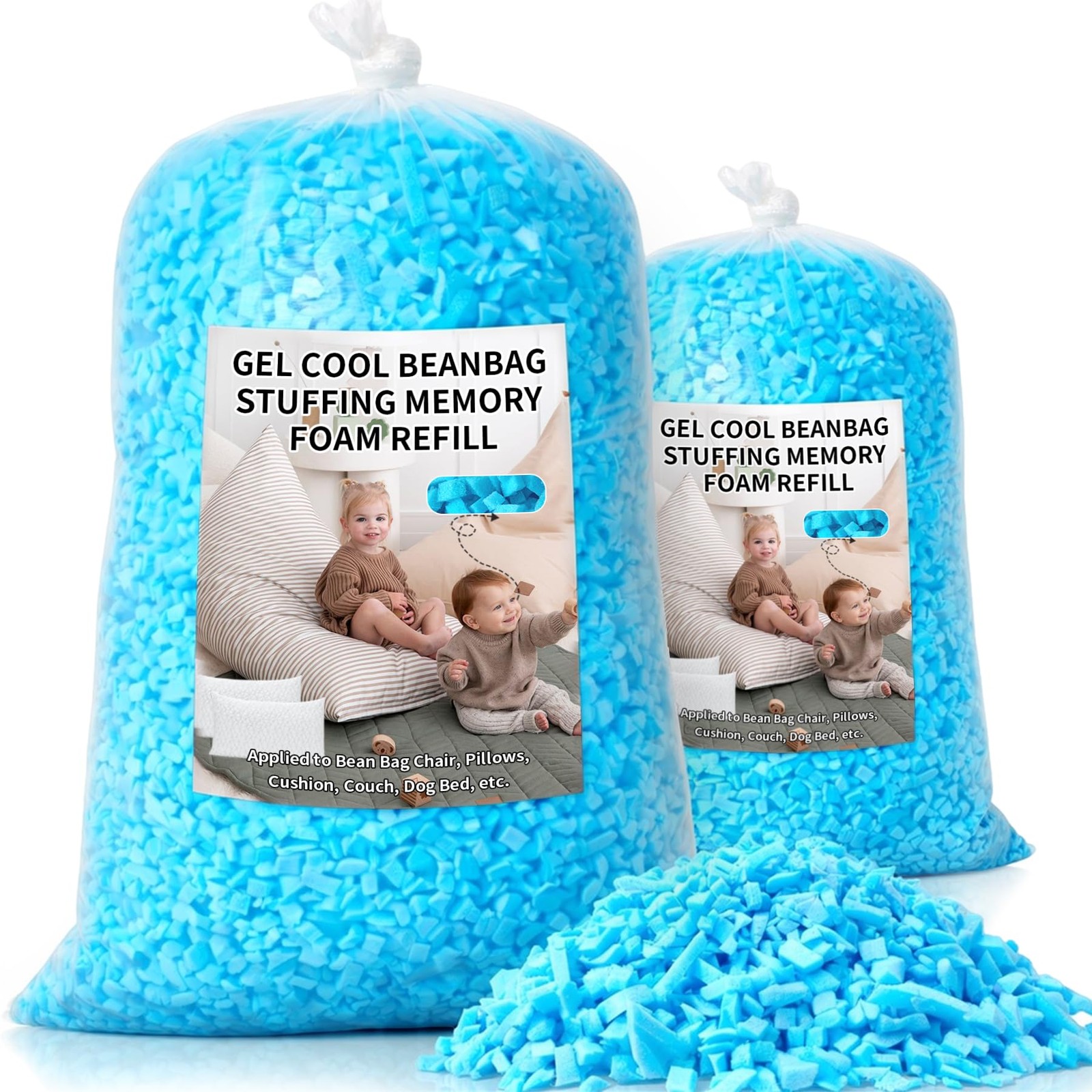 Jecqbor Bean Bag Filler, 10lbs Shredded Memory Foam Filling, Soft Pillow Stuf…