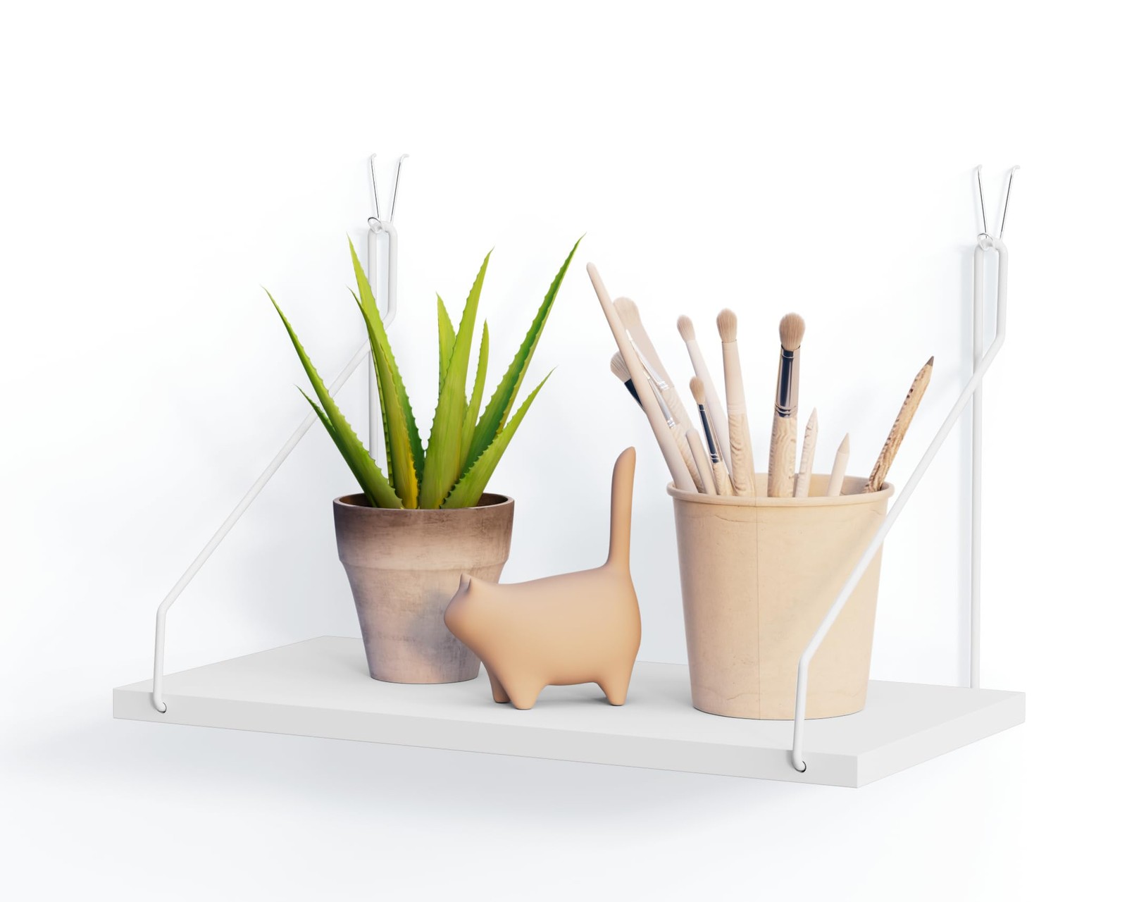 11.8 Inch Office Cubicle Floating Shelf Hooks Hanging Storage Organizer White
