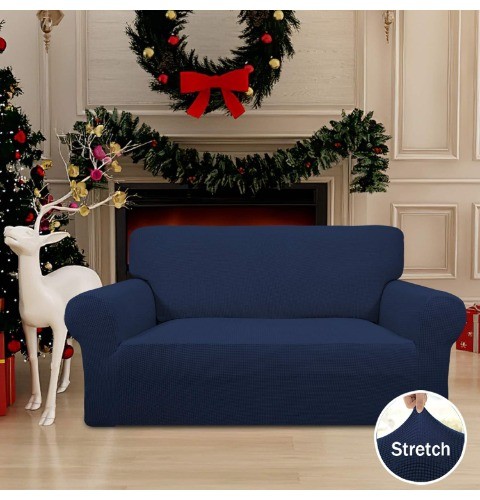Sofa cover furniture protector sofa, polyester spandex jacquard fabric,dark blue