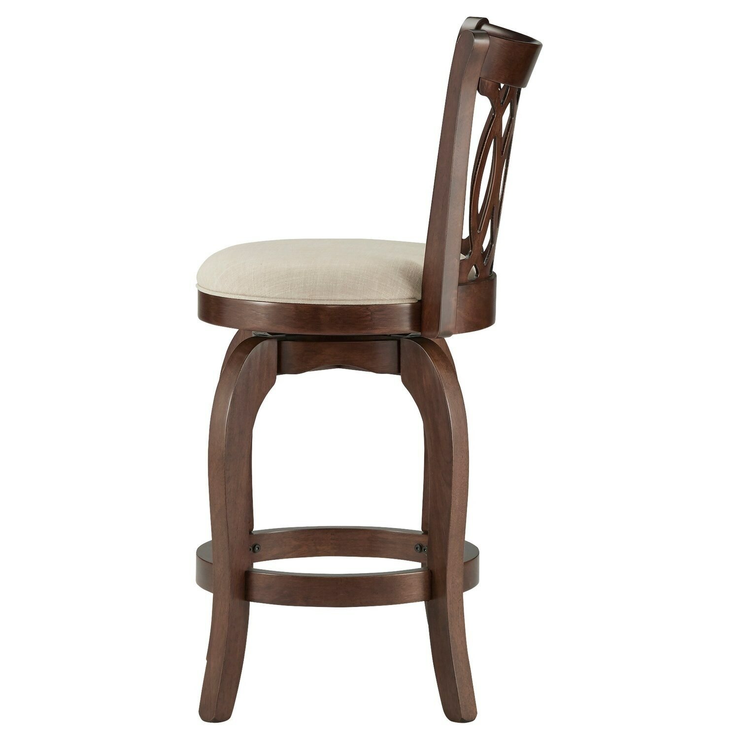 Transitional Swivel 24-inch Counter Height Stool Scroll/Curved Back Padded Seat