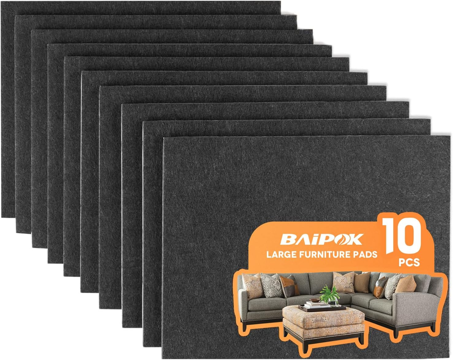 Felt Furniture Pads 10Pcs 8″ X 6″ Adhesive Large Felt Pads, Cuttable | Chair Leg