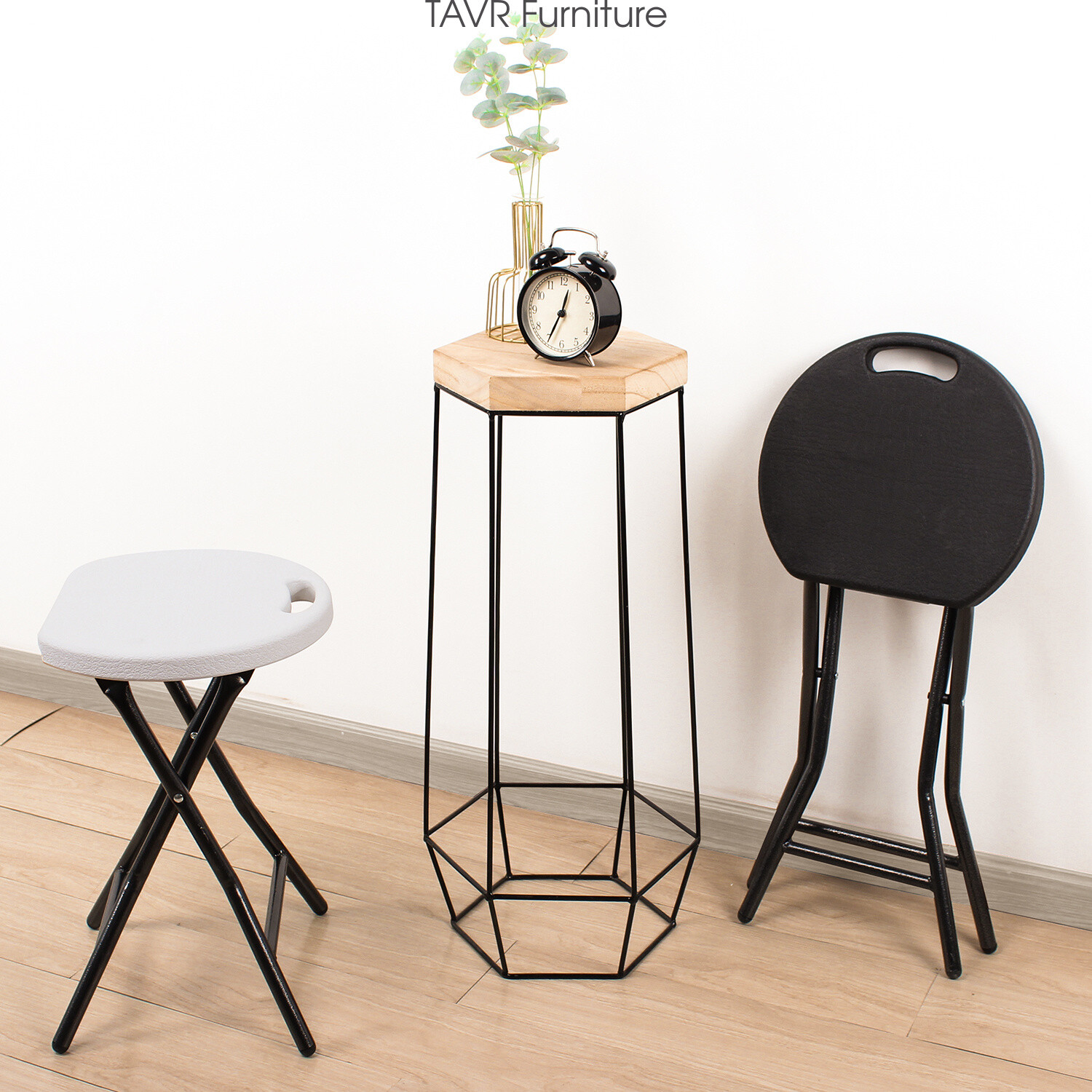 Portable Folding Stools ,Plastic Foldable Stool ,300lbs Capacity ,2-Pack Black