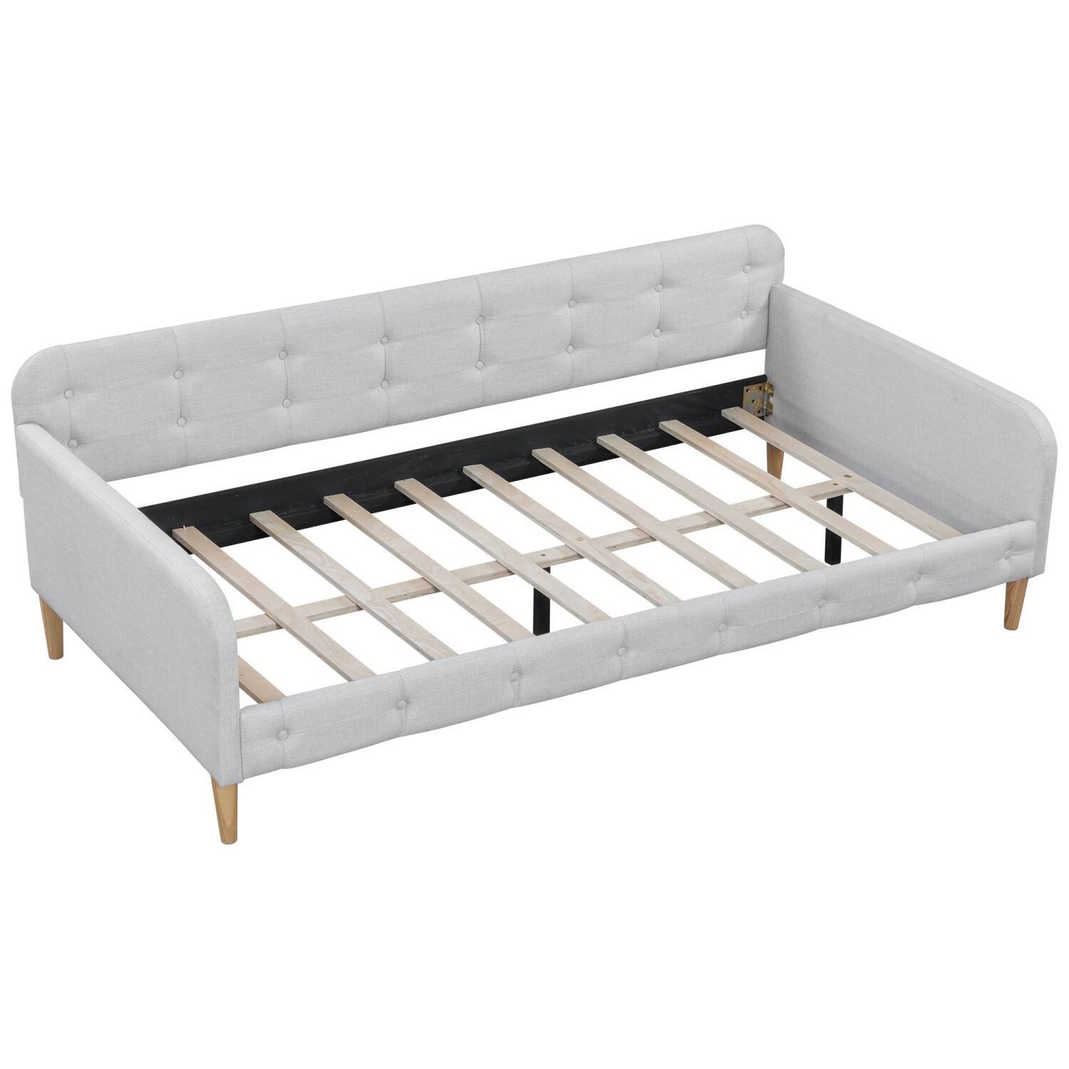 Twin/Full Size Daybed Upholstered Bed Frame Sofa Bed with 4 Legs Beige/Rubine