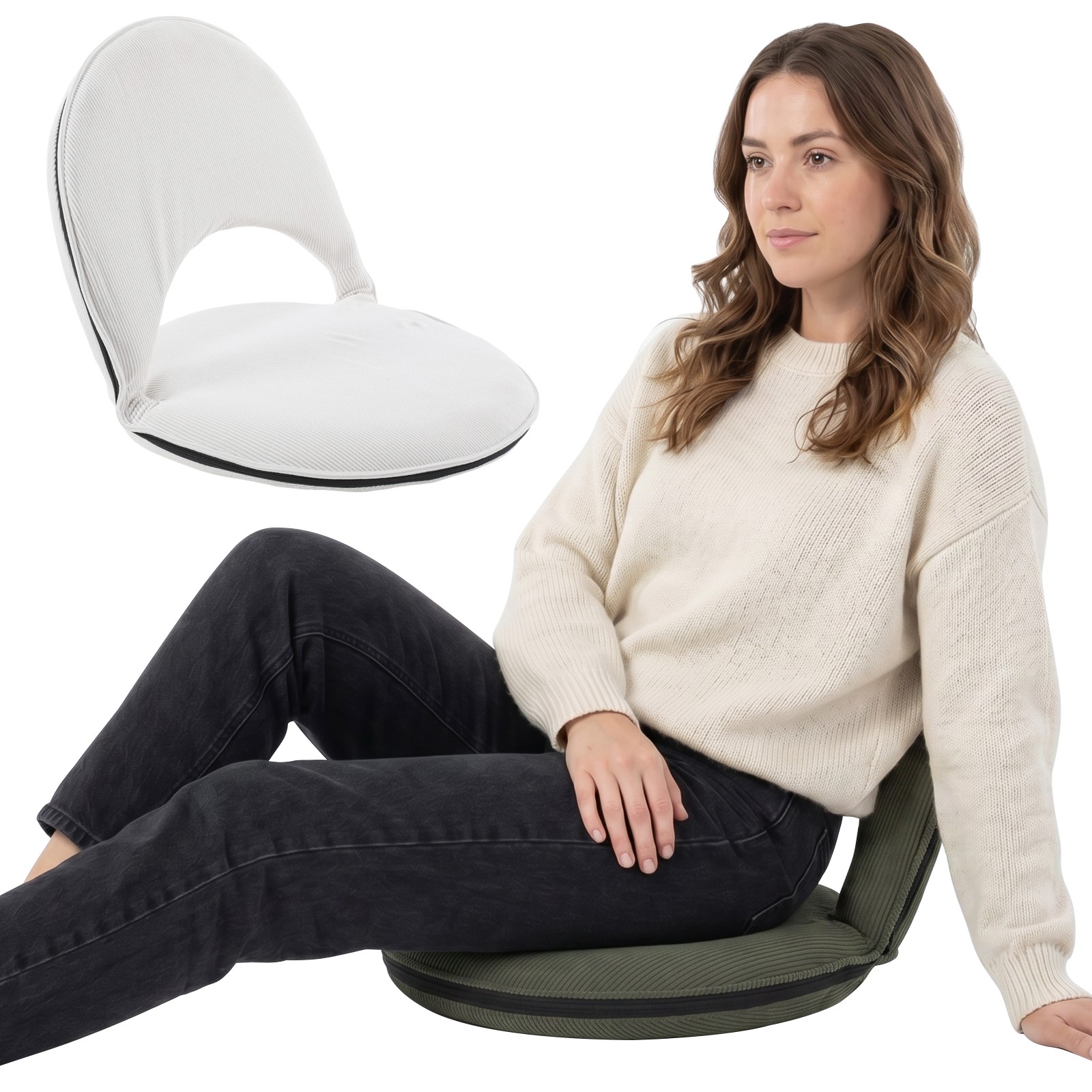 Foldable Floor Chair with Back Support Convertible for Sitting & Sleeping