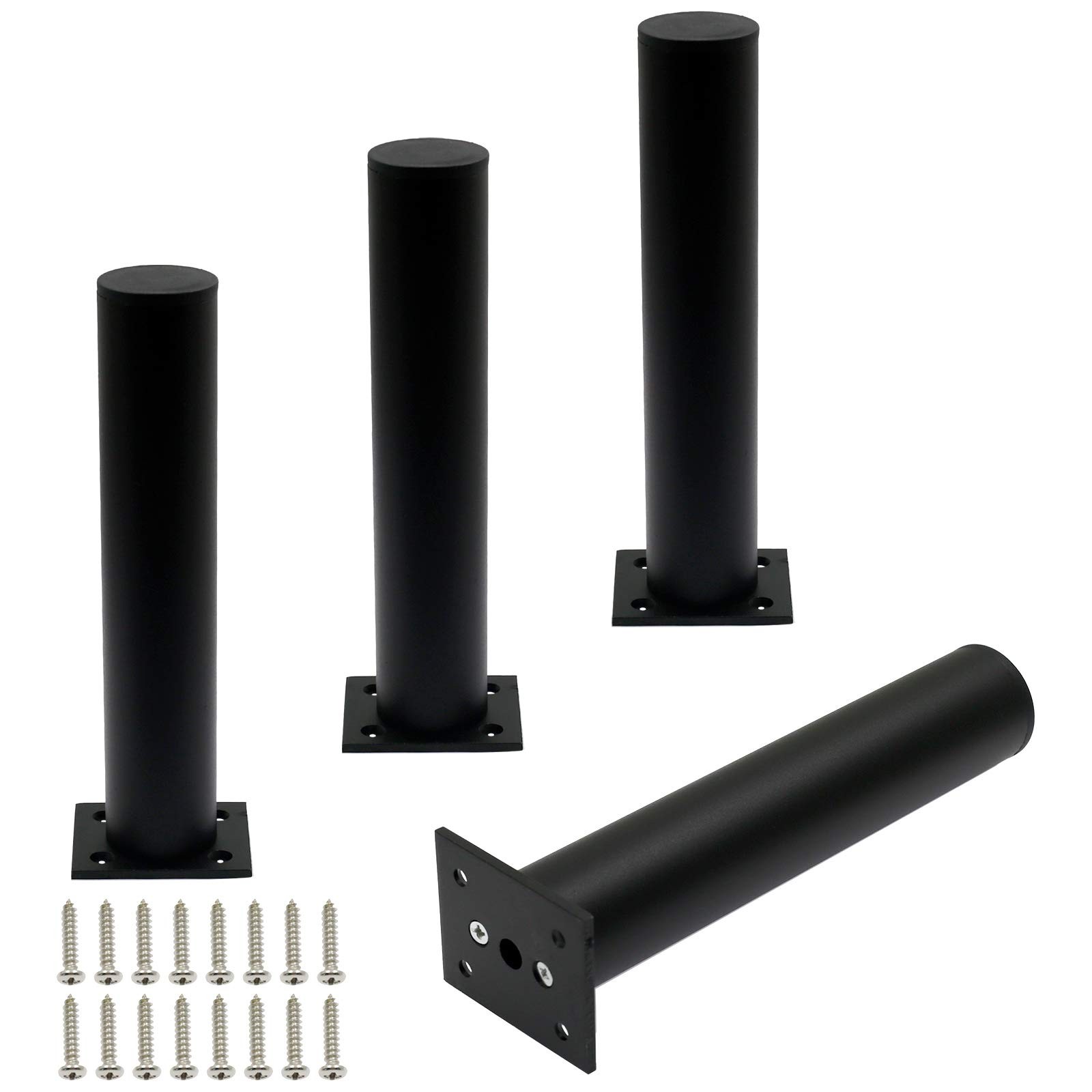 4 Pack Adjustable Furniture Legs Round 1.5″ Dia Aluminum Alloy 8″ Height Black