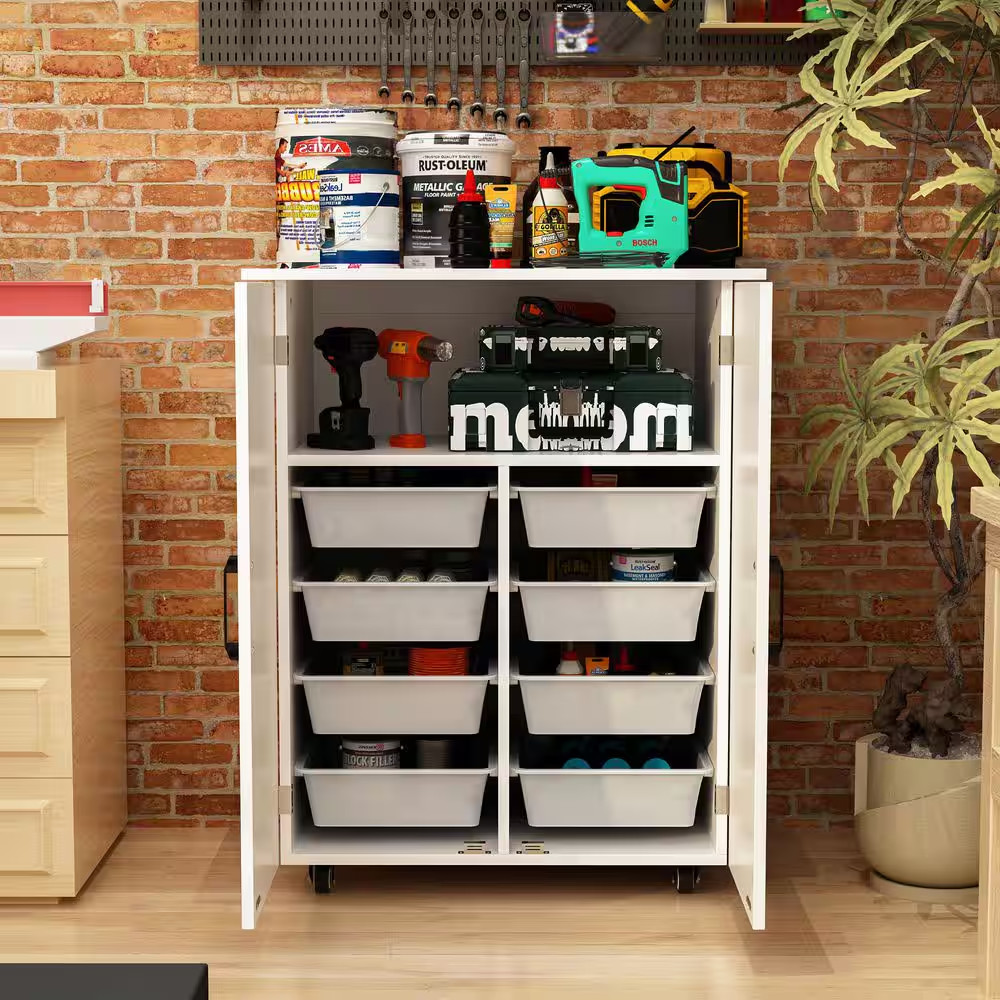 27.3 In. W X 34.4 In. H X 19 In. D Garage Cabinet Freestanding Cabinet in White
