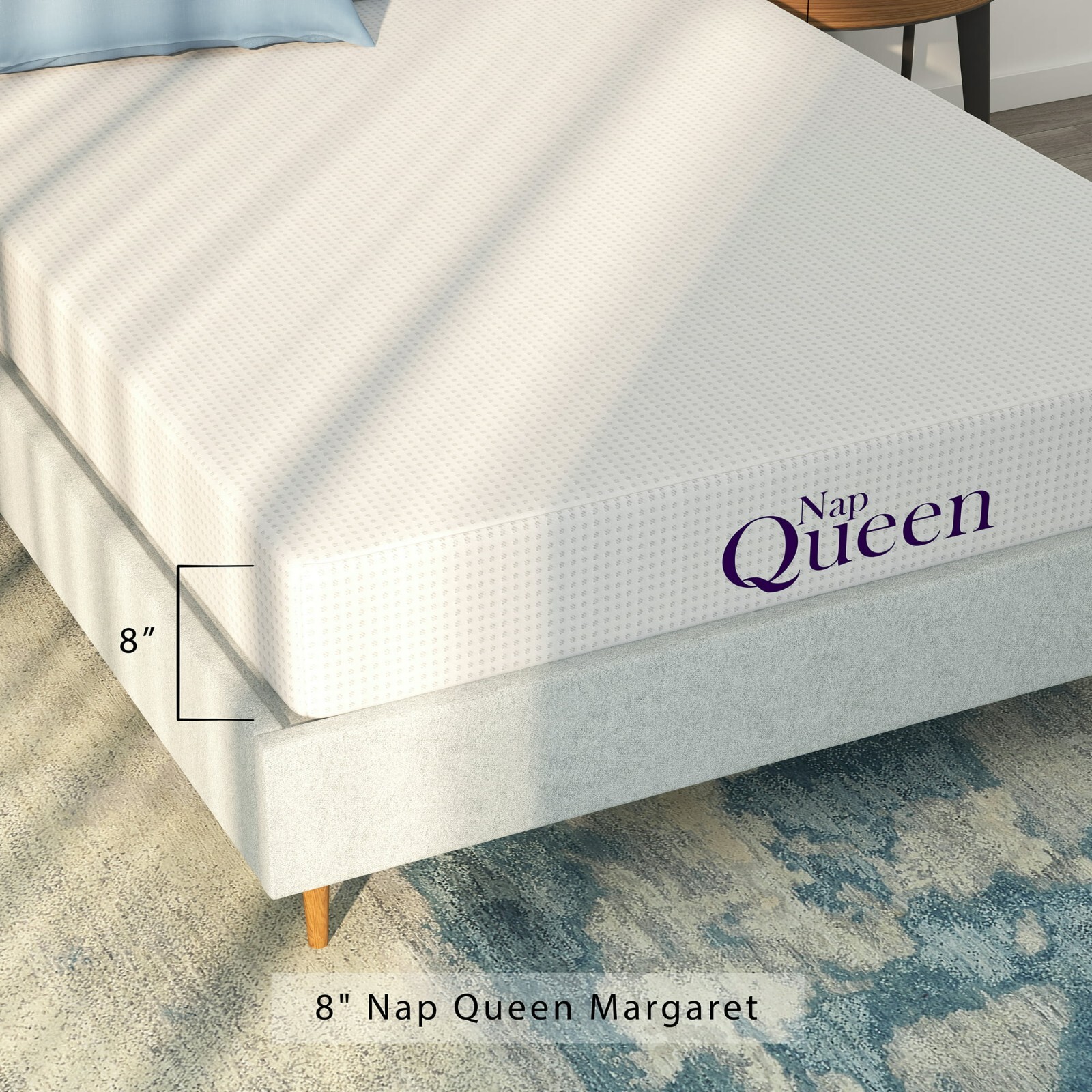 NapQueen, Queen Size, 8″, Charcoal Memory Foam Mattress, W/ Antimicrobial Cover