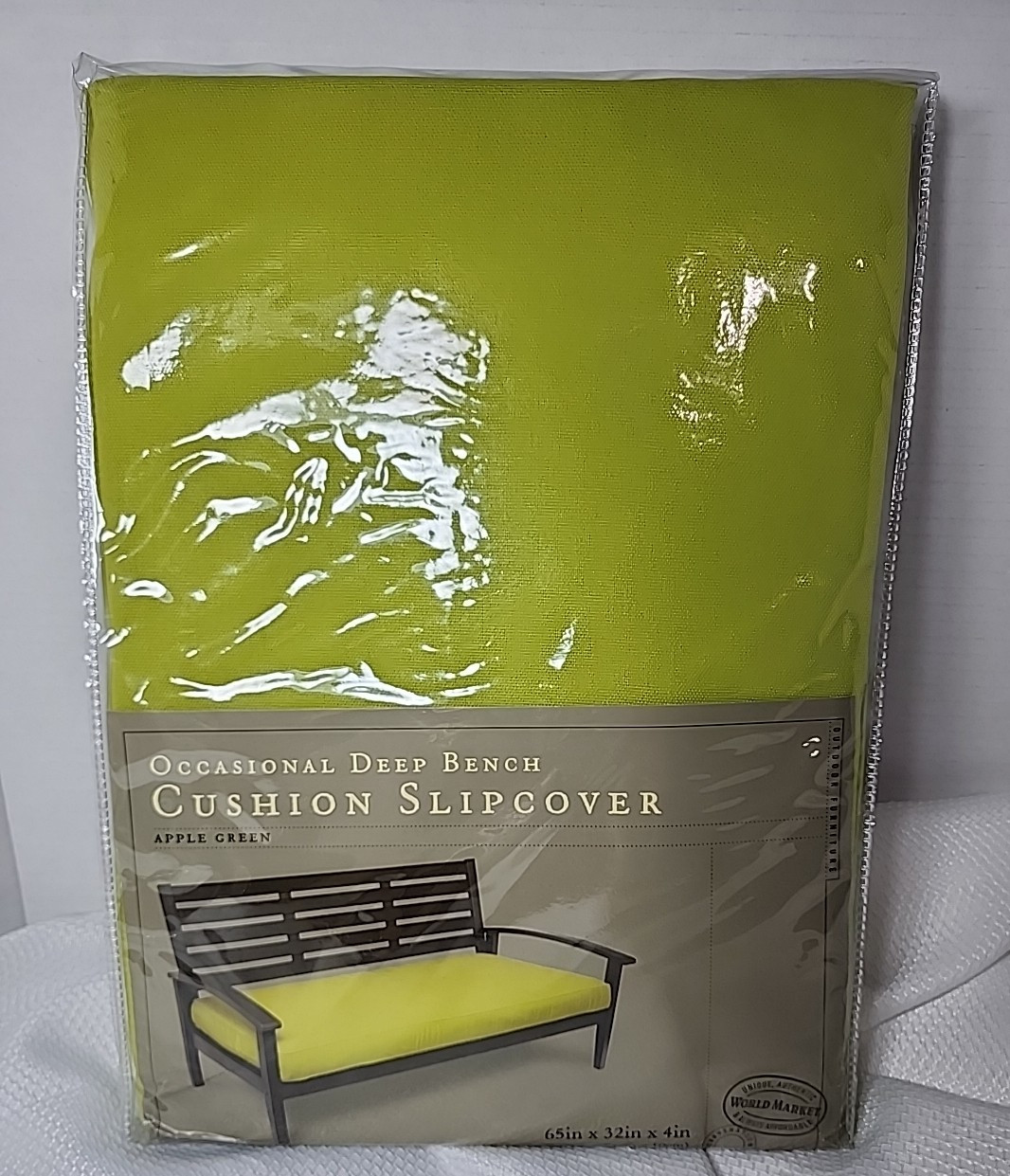 WORLD MARKET OCCASIONAL DEEP BENCH CUSHION SLIPCOVER 65inX32inX4in Apple Green