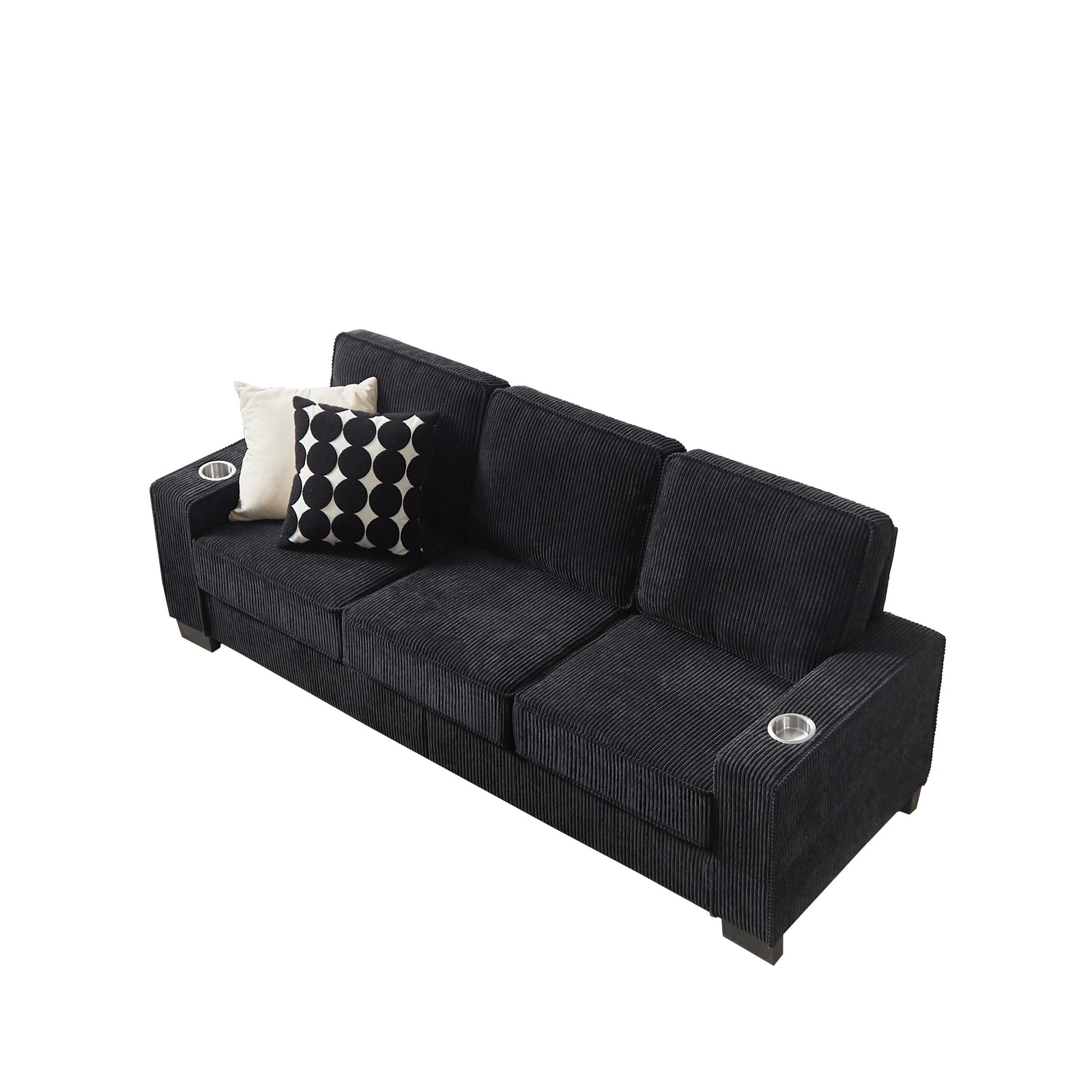 Corduroy Fabric 3-Seater Sofa 84″ L 30″ W Modern Compressed Couch