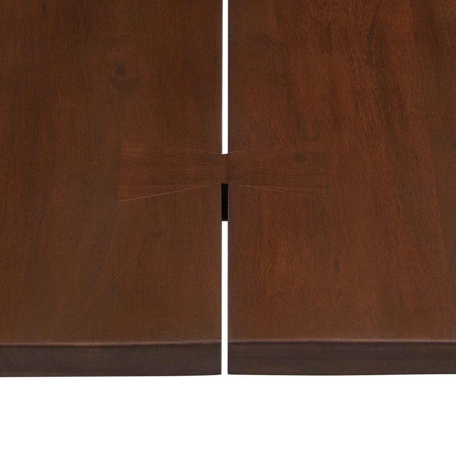 Maklaine 74″ Live Edge Acacia Wood and Metal Dining Table in Black/Walnut