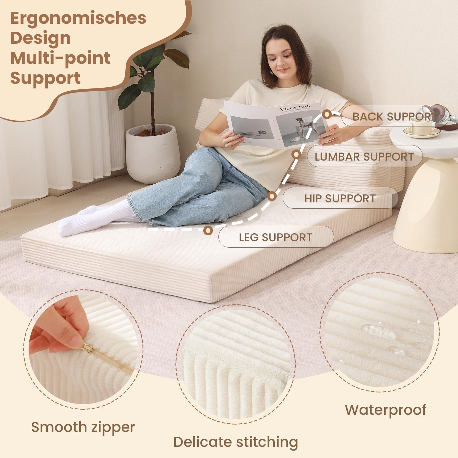 Folding Sofa Bed, Convertible Sleeper Chair with Pilow Foldable Matress, 2 in…