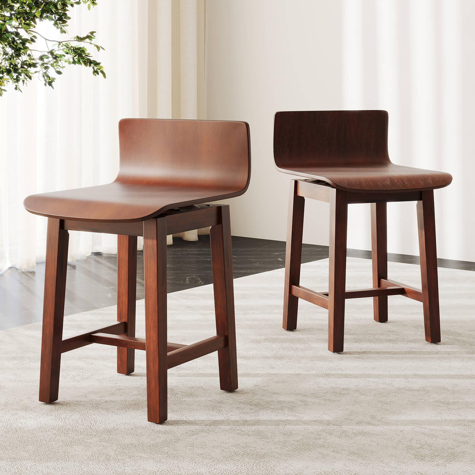 Swivel Dining Chair 2PCS Farmhouse Wooden Kitchen Chairs Armless Side Chairs