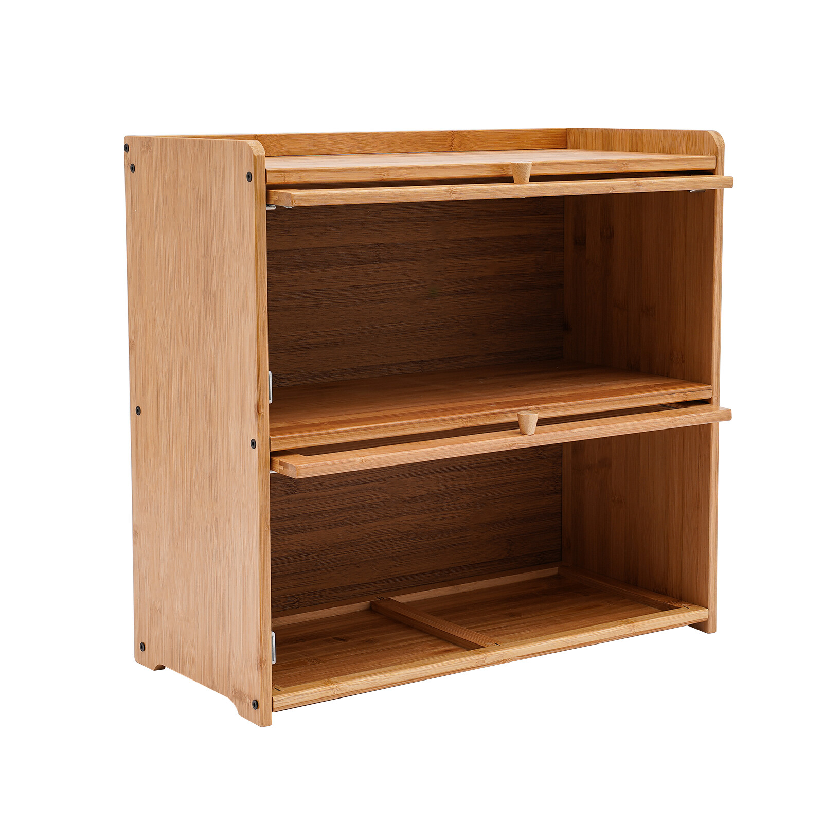 2 Tiers Bamboo& Acrylic Primary Color 20.5*9.8*19.7in Countertop Storage Cabinet