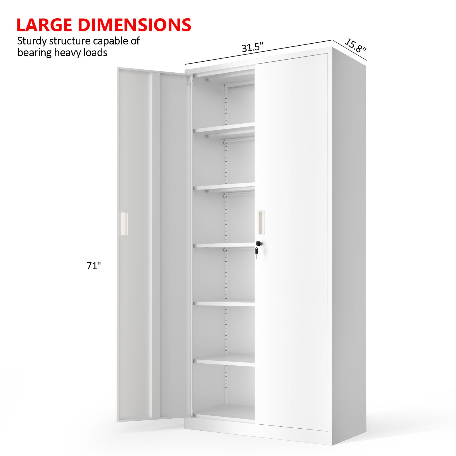 Multi-Purpose Rolling Storage Cabinet with Lock, Heavy-Duty Steel Construction