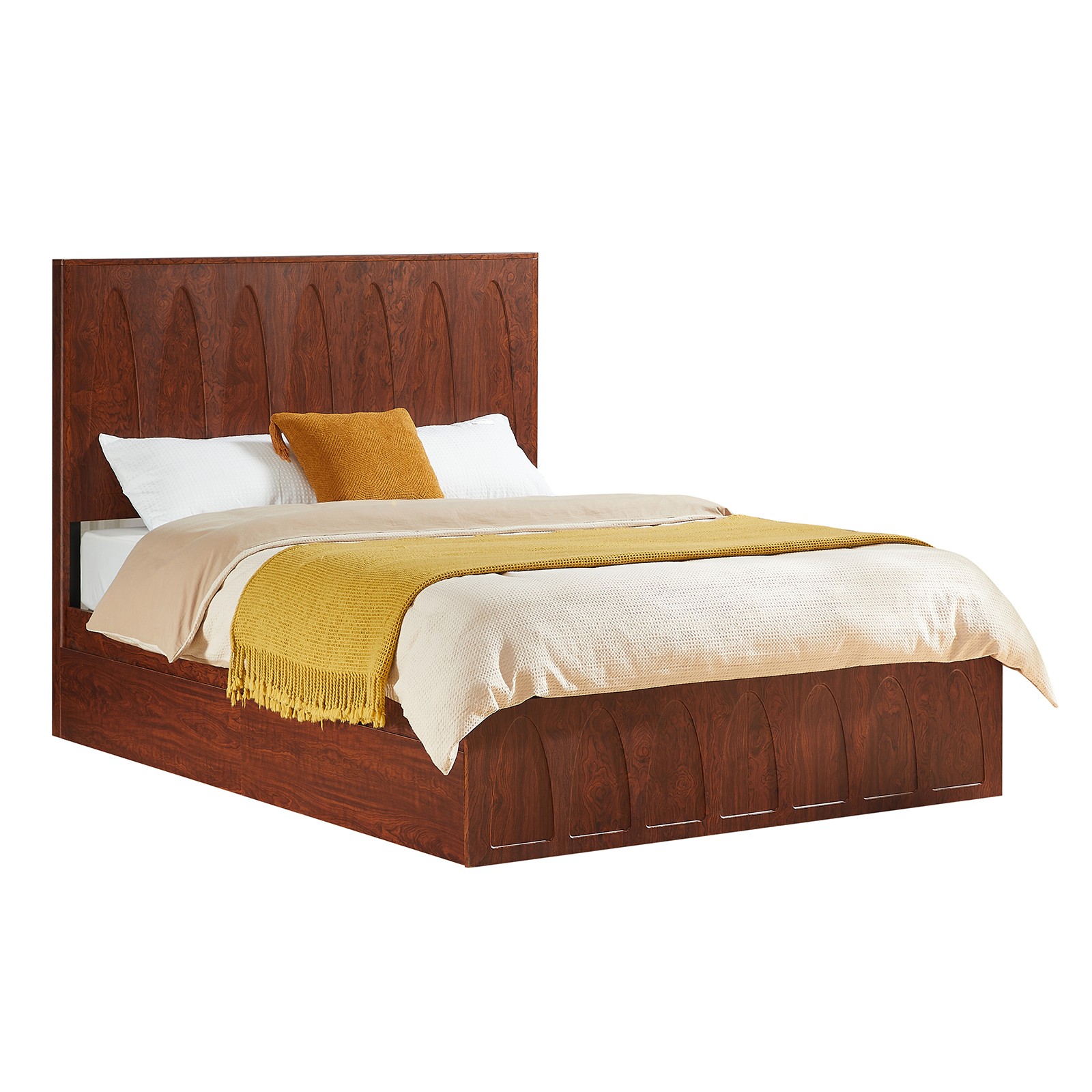 Queen Size Solid Wood Platform Bed Frame with Storage Drawers