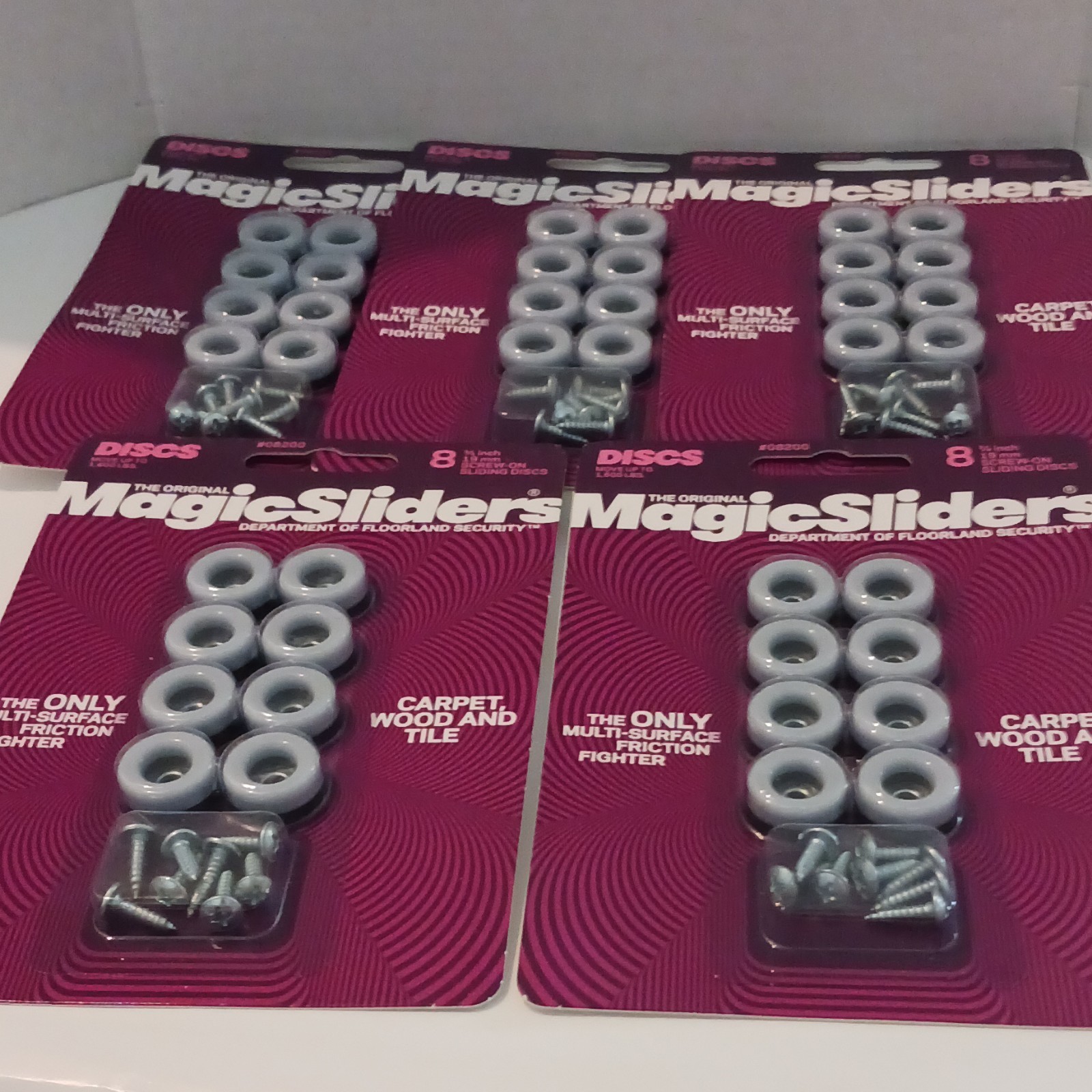 5 Packs Magic Sliders 08200 Screw-On Round Furniture Glides Gray 3/4 Inch