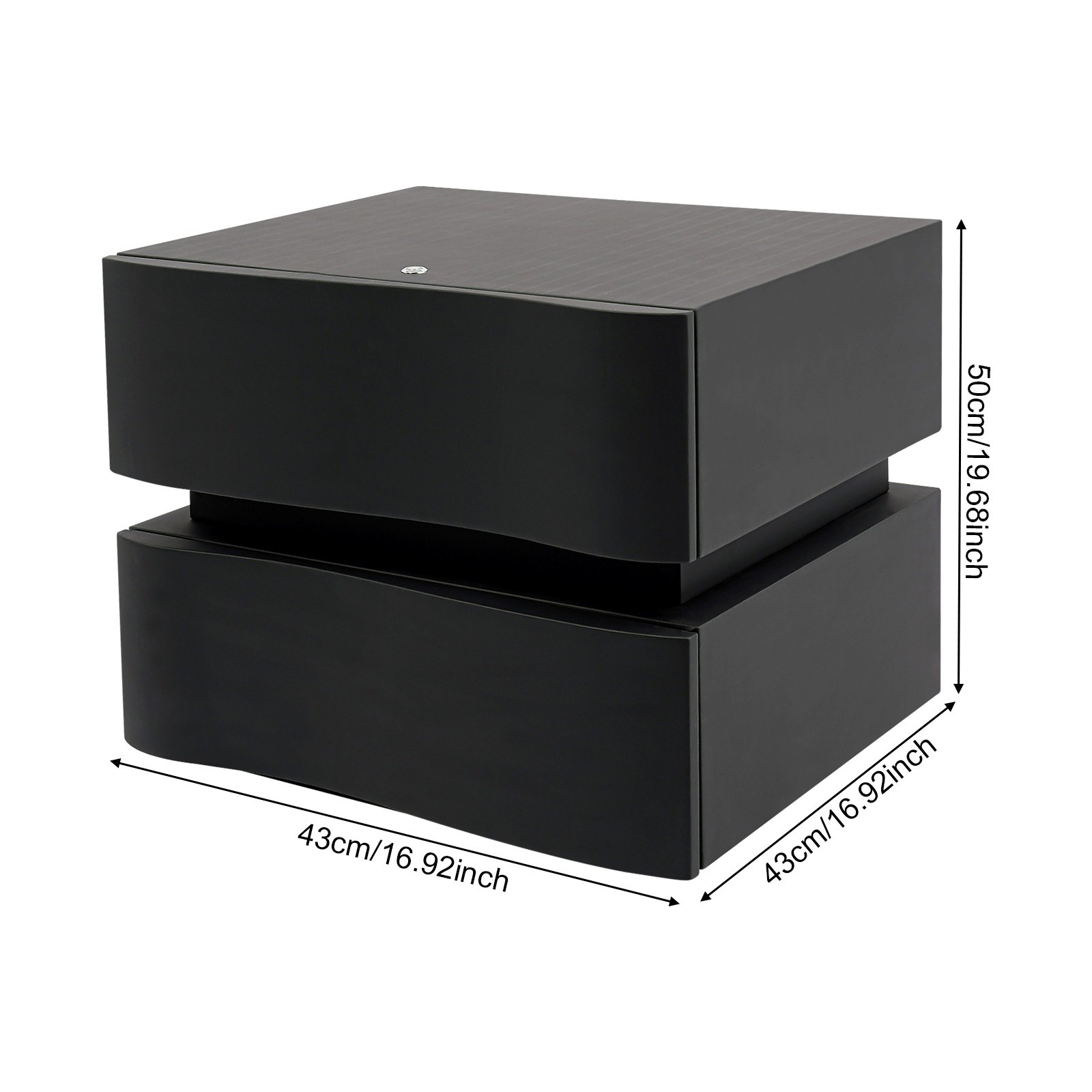 Modern Narrow Night Stand With 2 Drawers Bedside Table With Led Light Strip