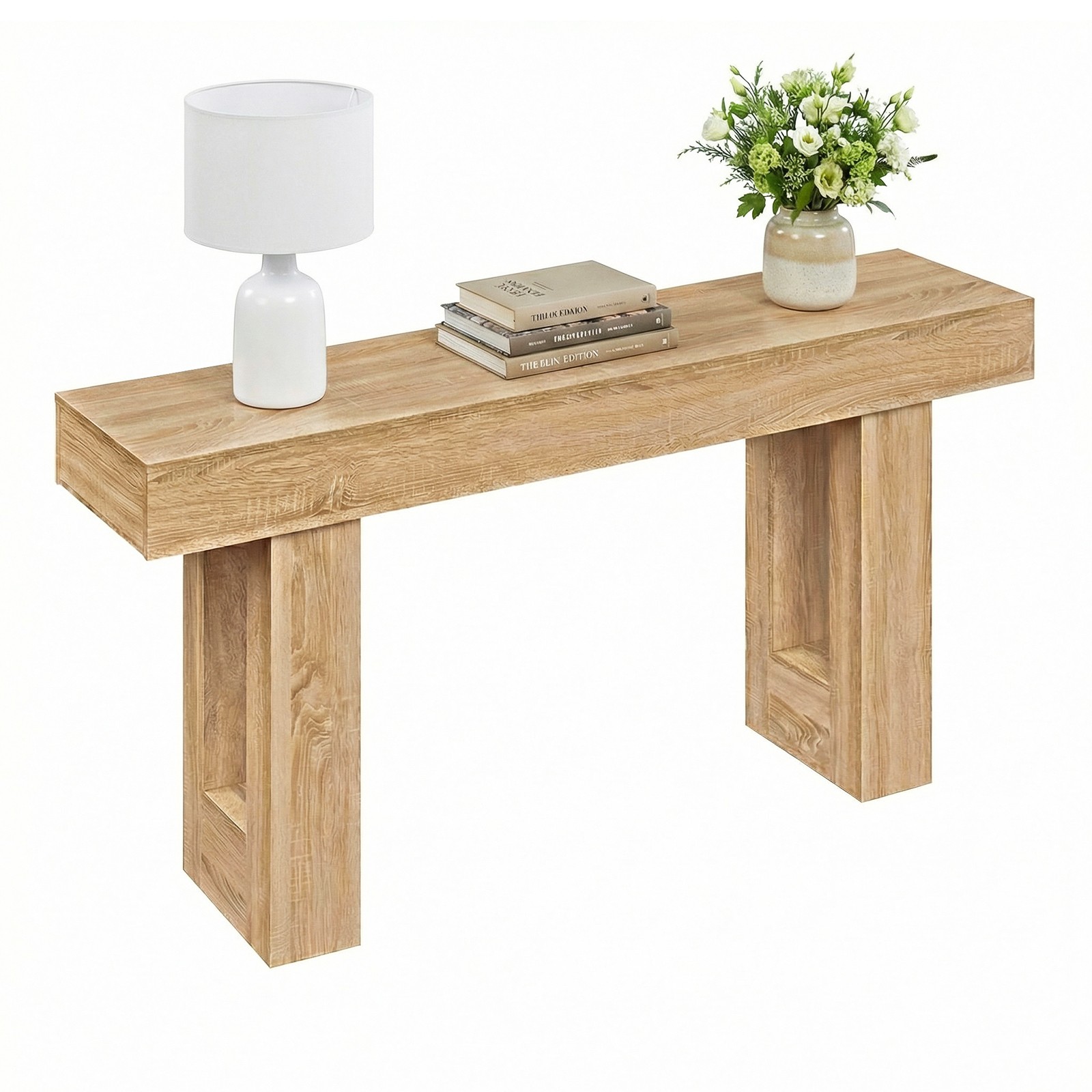Long Console Table, Farmhouse Entryway Table with Storage, Wooden Sofa Table