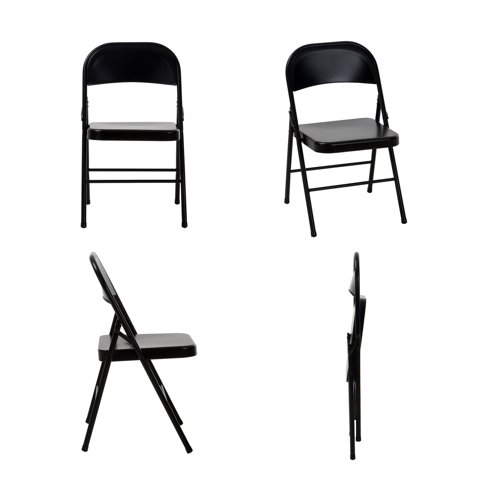 Mainstays All-Steel Metal Folding Chair, Black (Set of 4)